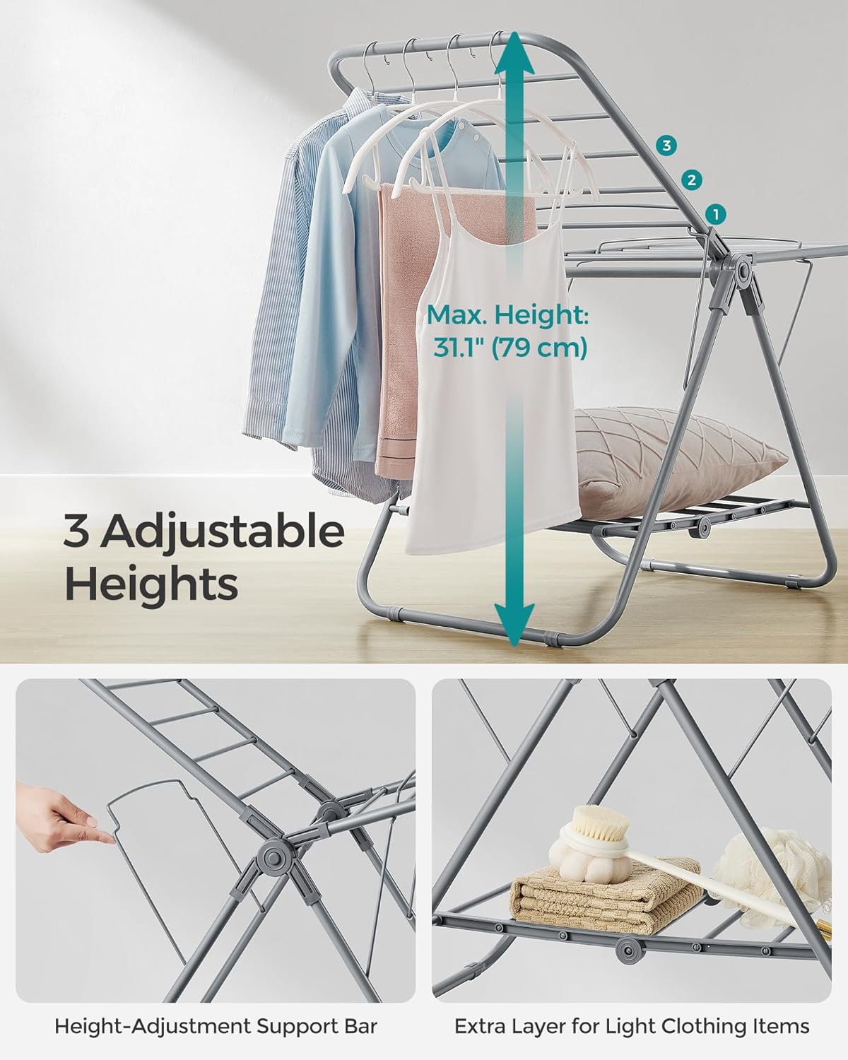 SONGMICS Small Laundry Airer LLR504G01