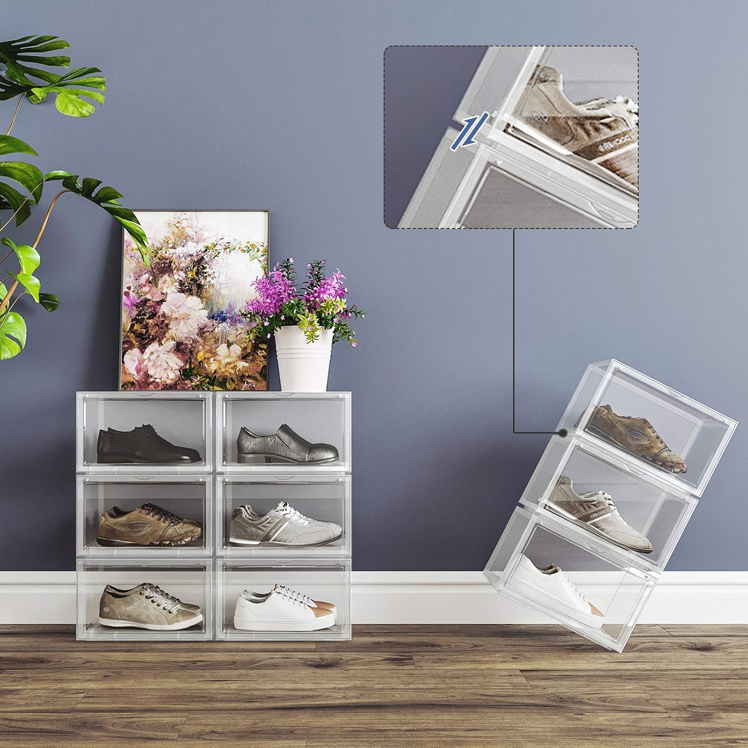 SONGMICS Set of 6 Shoe Boxes LSP06CB