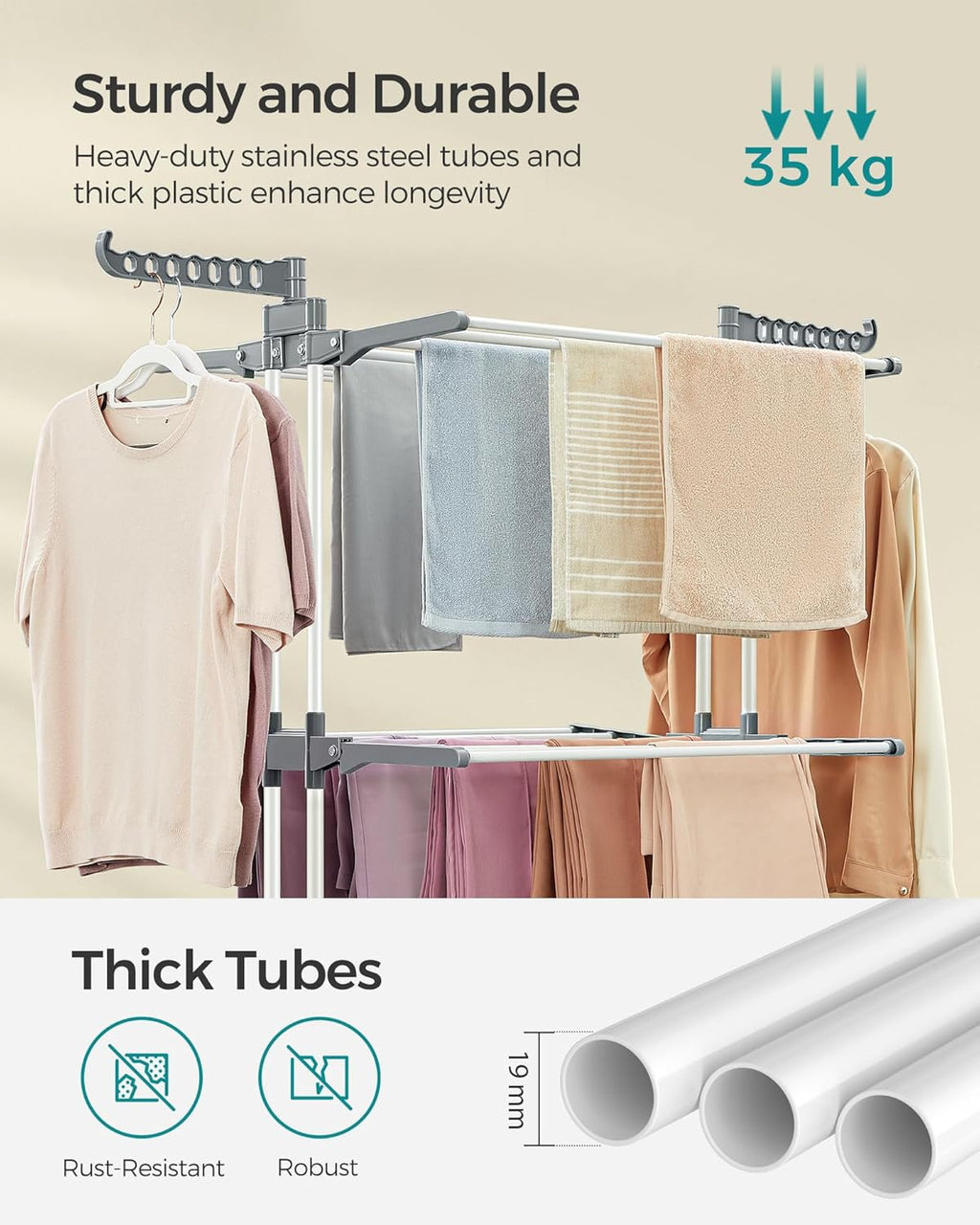 SONGMICS Large Clothes Airer LLR701w01v1