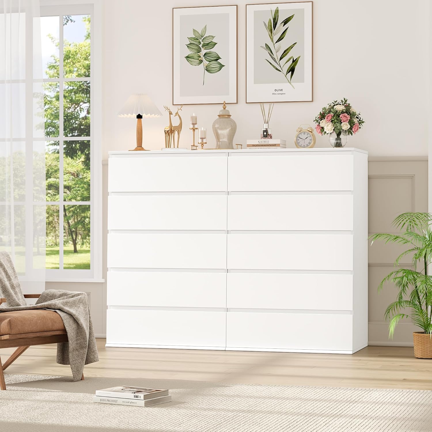 White Dresser with Large Storage Space