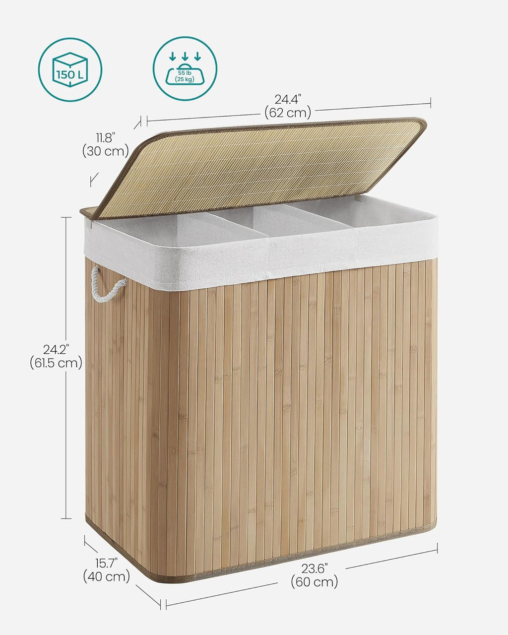 SONGMICS Laundry Basket LCB091N01
