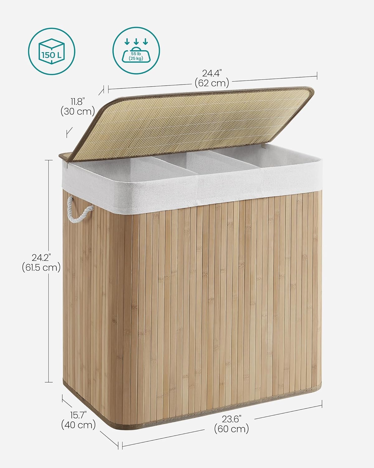 SONGMICS Laundry Basket LCB091N01