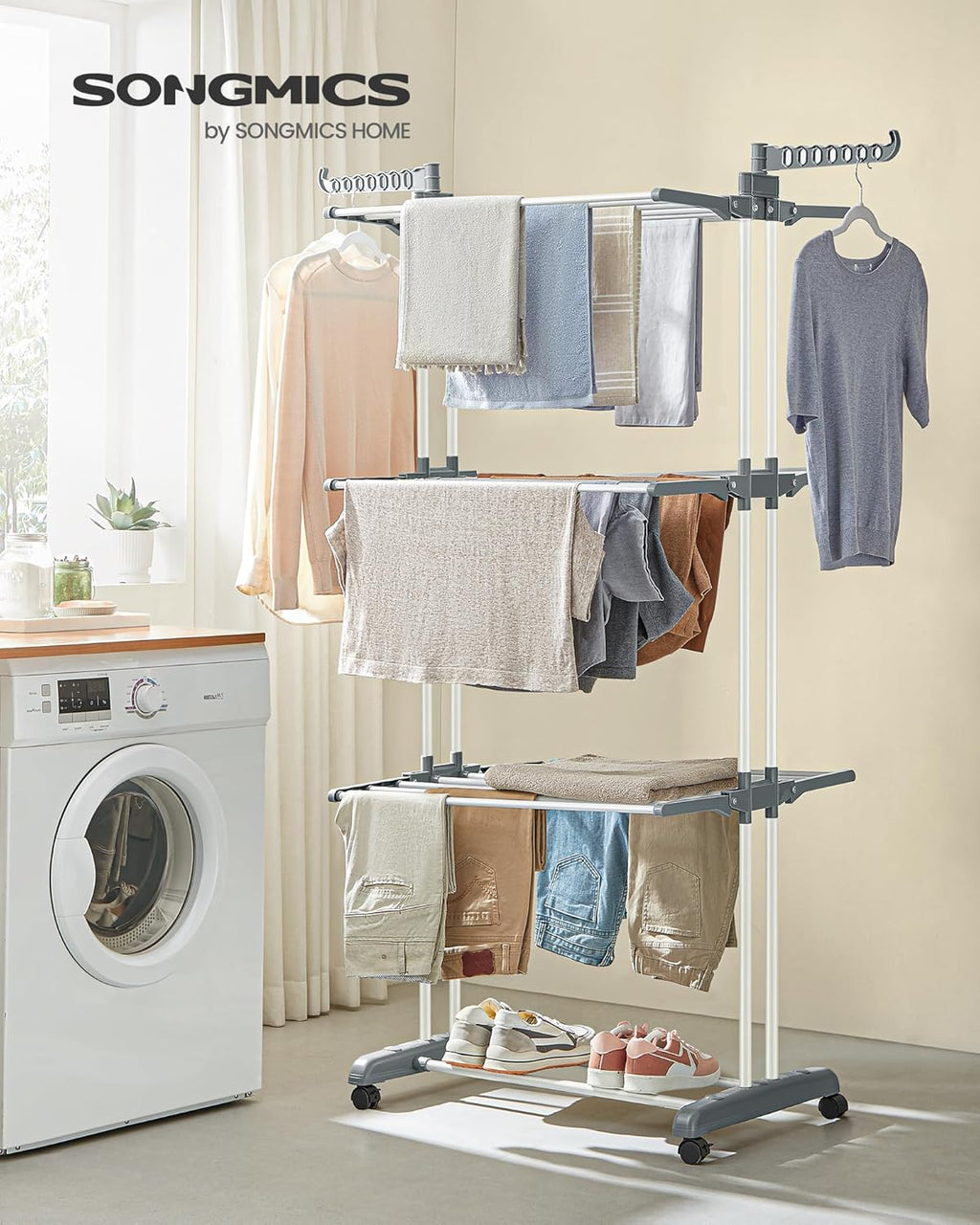 SONGMICS Large Clothes Airer LLR701w01v1