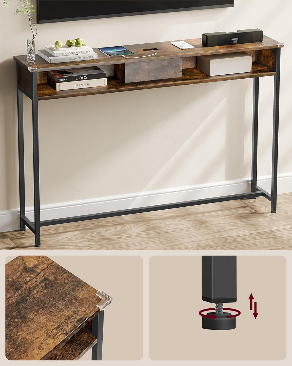 VASAGLE Console Table with Sockets LNT111K01