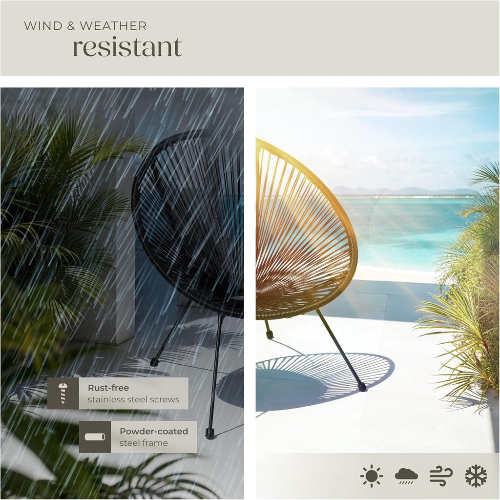 Set of 2 Outdoor Chairs & Glass Coffee Table