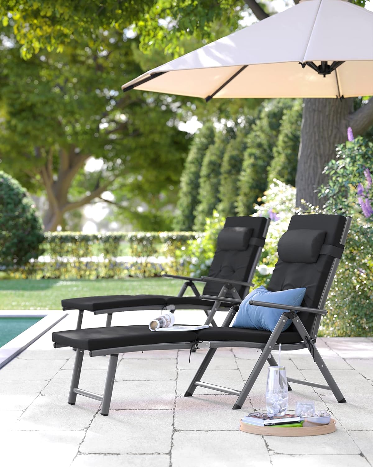SONGMICS Sun Lounger, foldable, deck chair GCB24BK