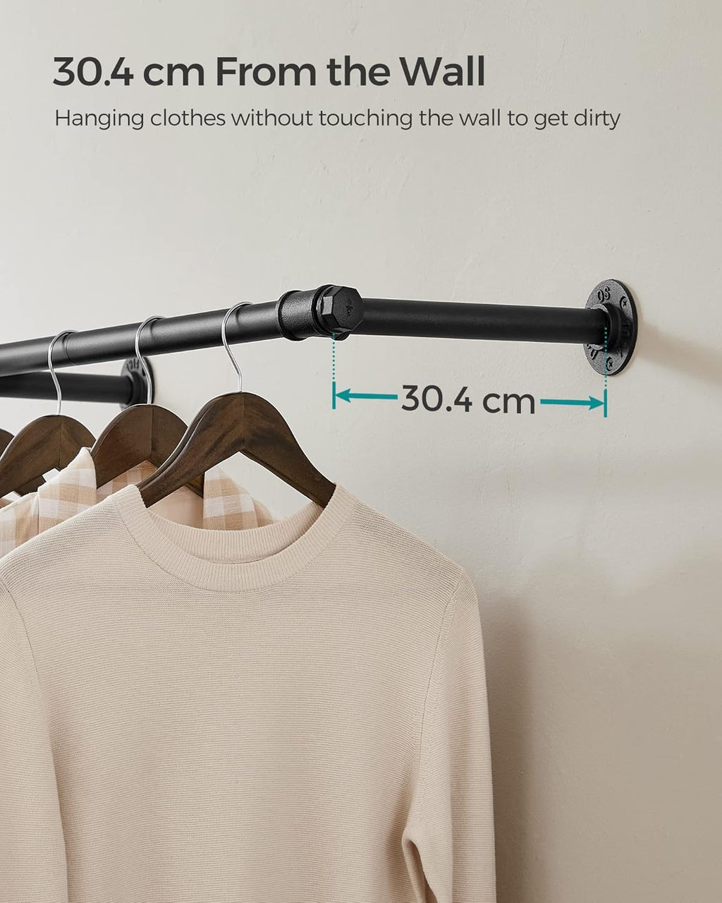 SONGMICS Wall Mounted Clothes Rail HSR104B01