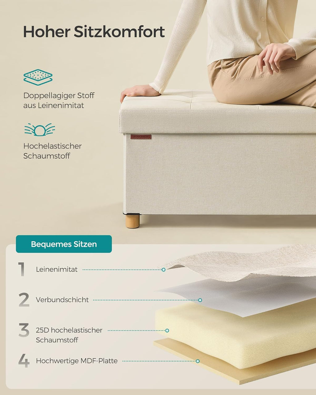 SONGMICS Stool with Storage Space LSF018W11