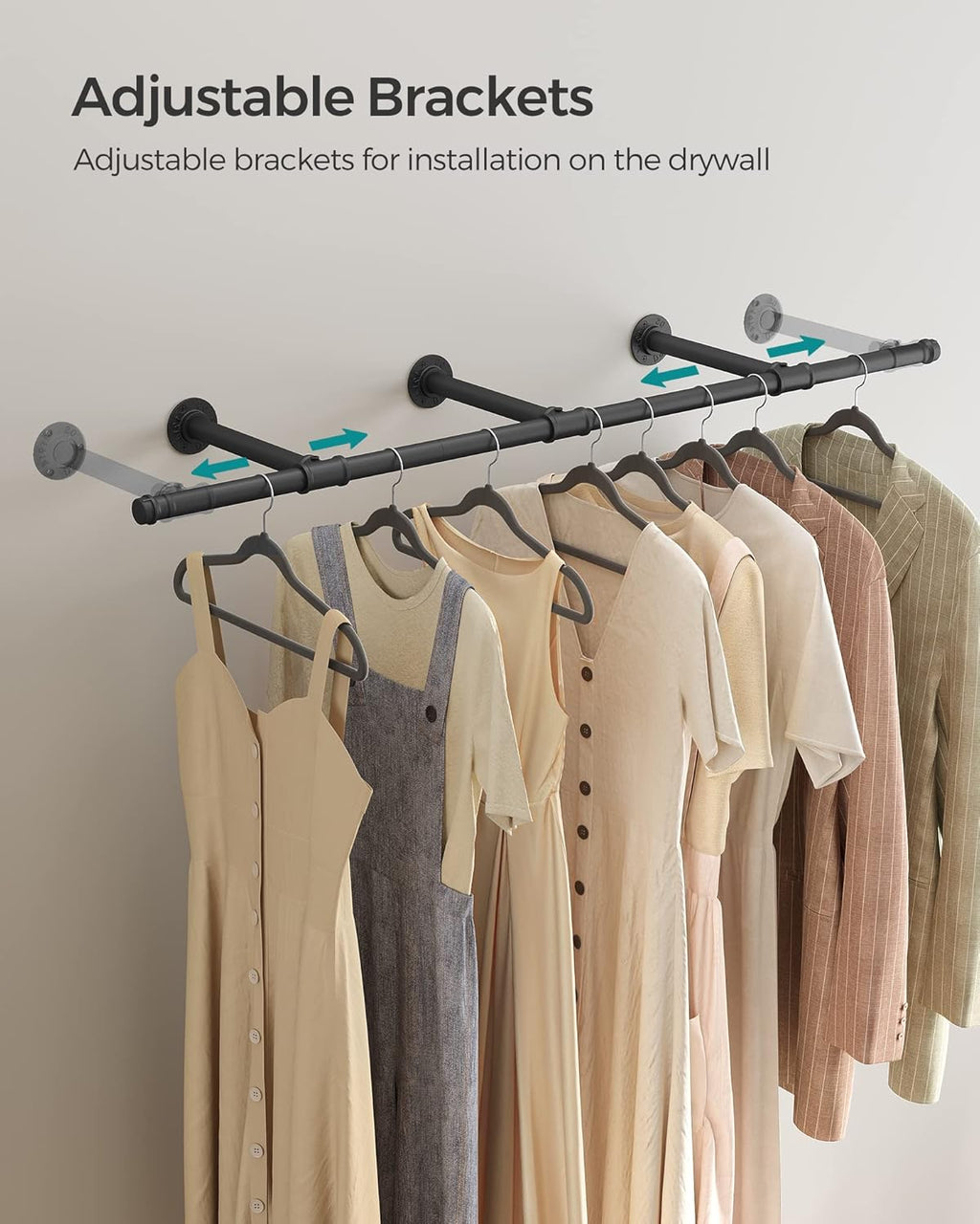 SONGMICS Wall Mounted Clothes Rail HSR104B01