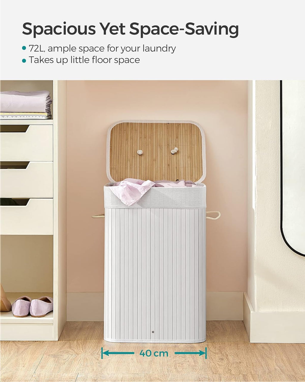 SONGMICS Laundry Basket with Lid LCB010W01