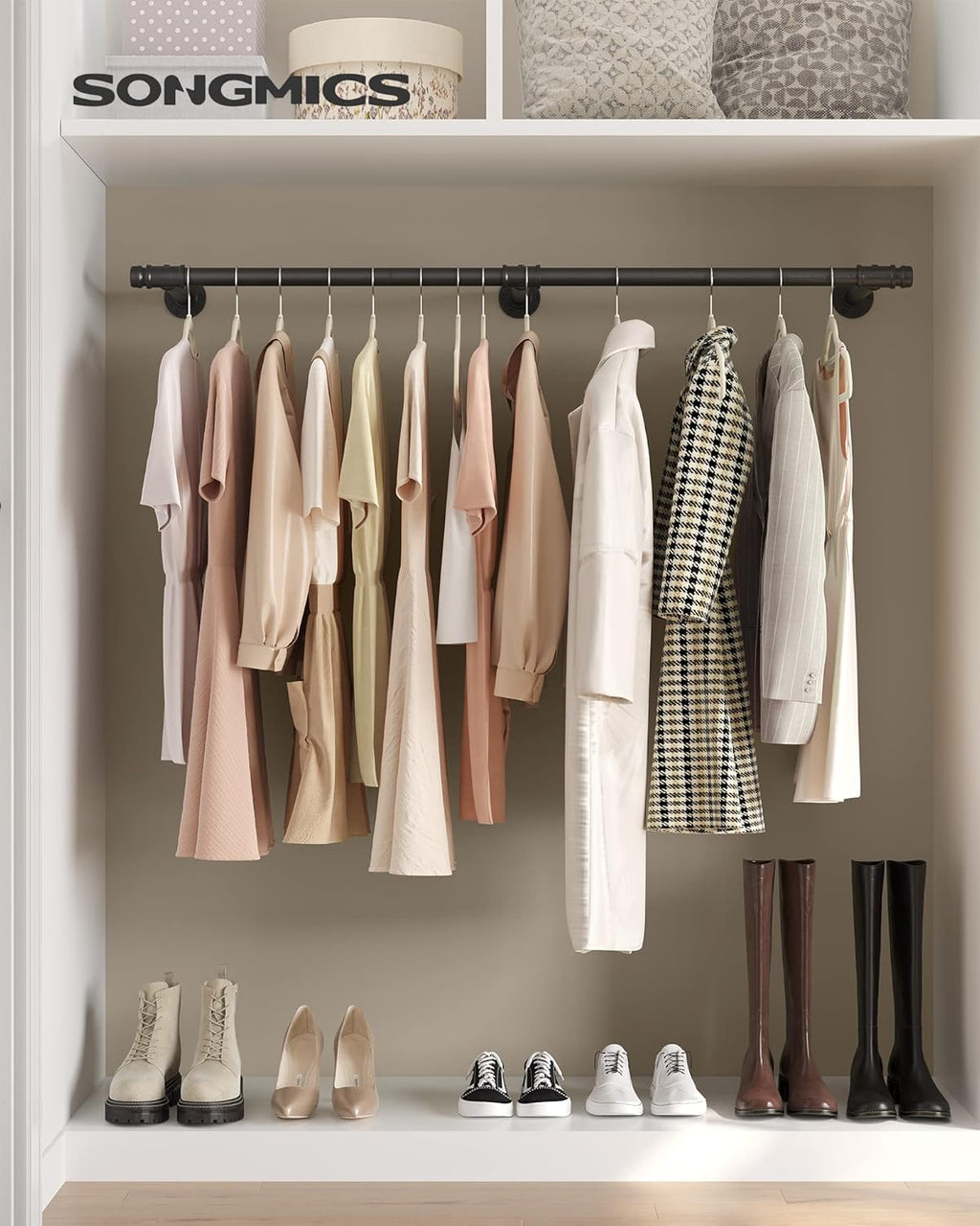 SONGMICS Wall Mounted Clothes Rail HSR104B01