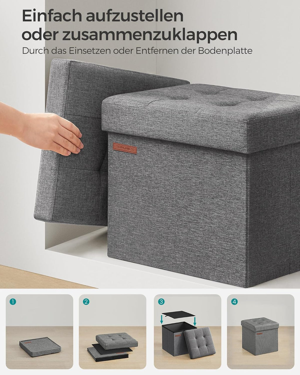 SONGMICS Stool with Storage Space LSF028G22