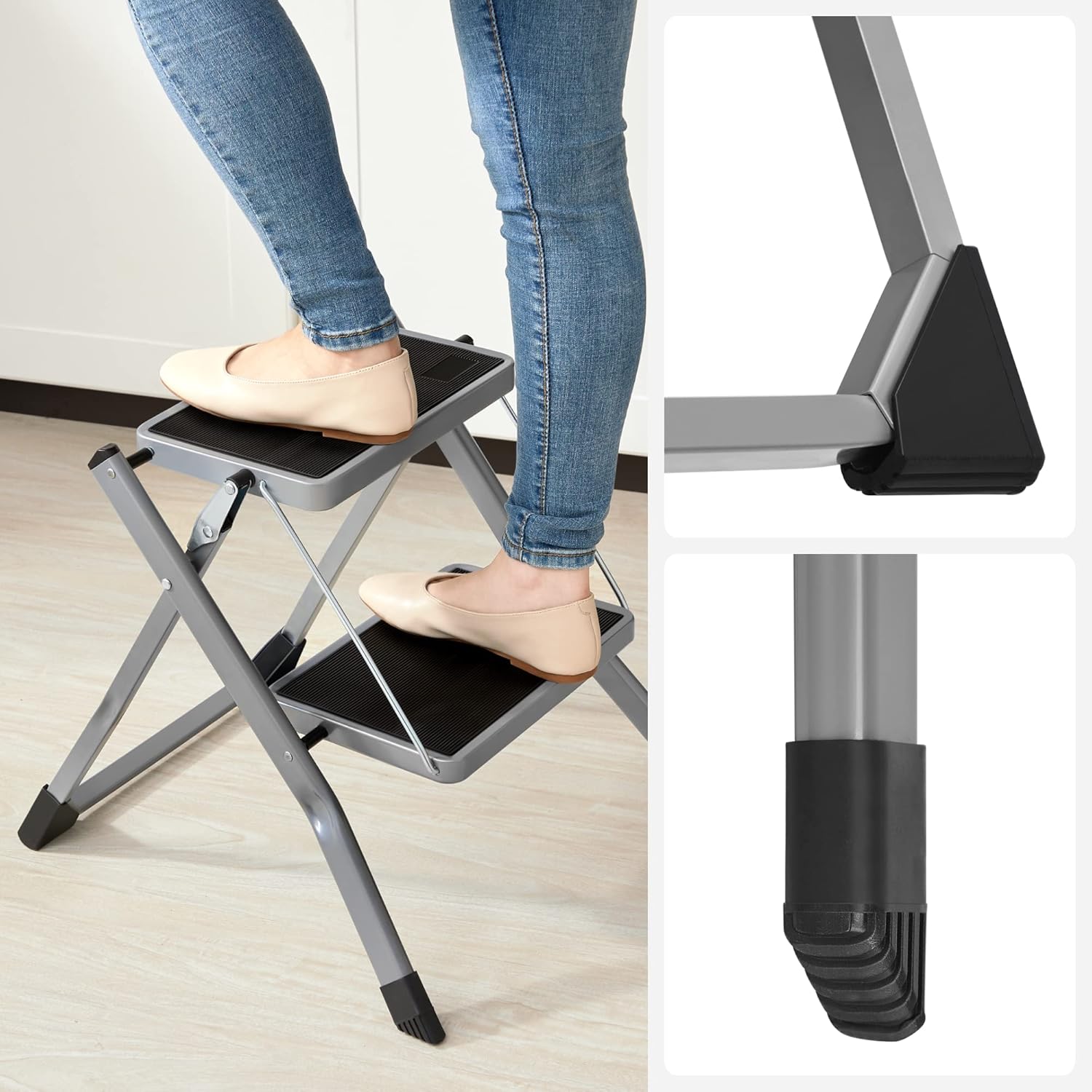 SONGMICS Folding 2 Step Ladder GSL002GY01