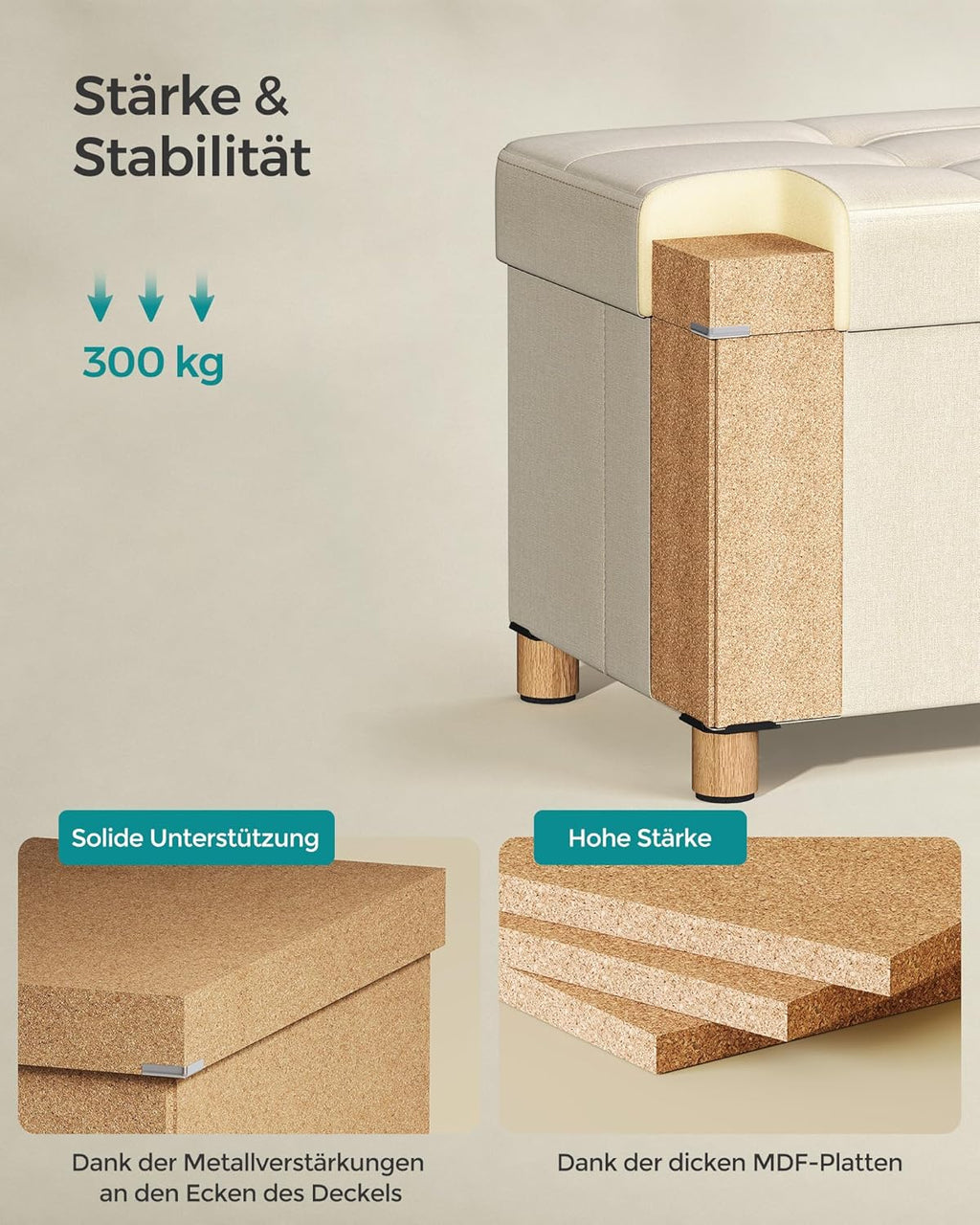 SONGMICS Stool with Storage Space LSF018W11