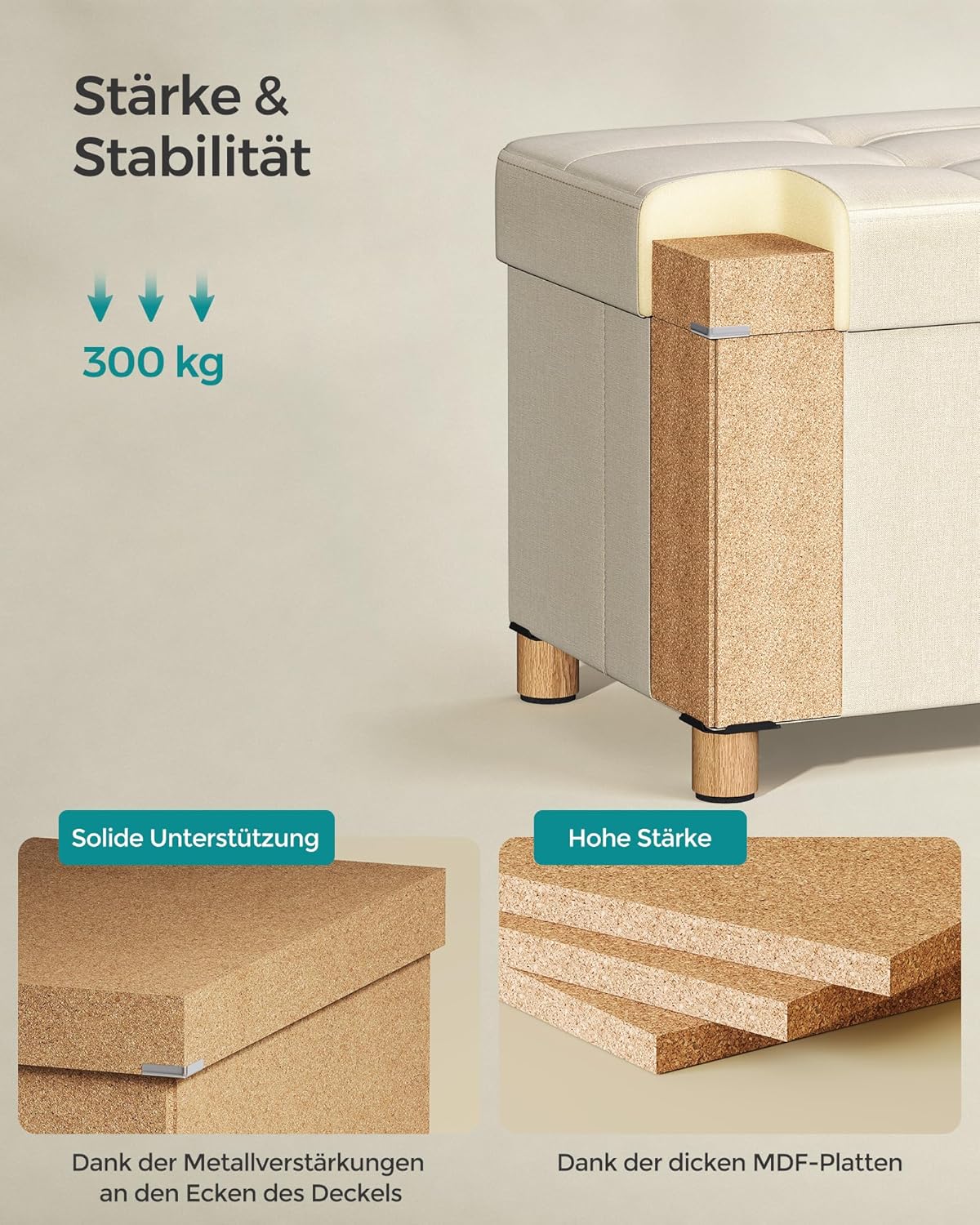 SONGMICS Stool with Storage Space LSF018W11