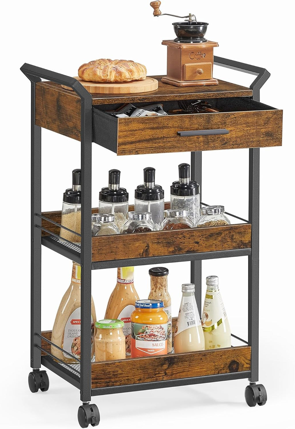 VASAGLE  3-Tier Cart with Table Top