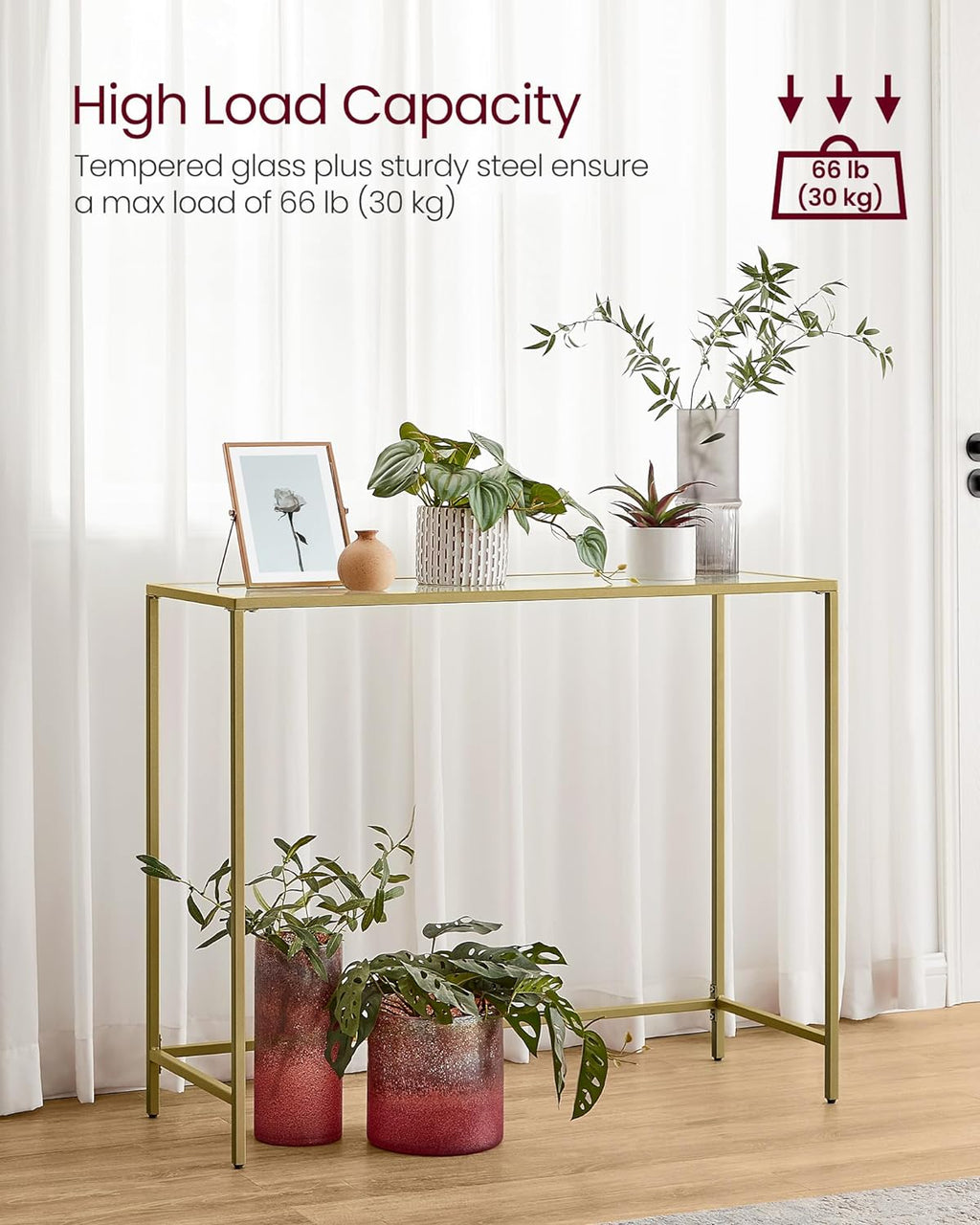 VASAGLE Tempered Glass Sofa Table