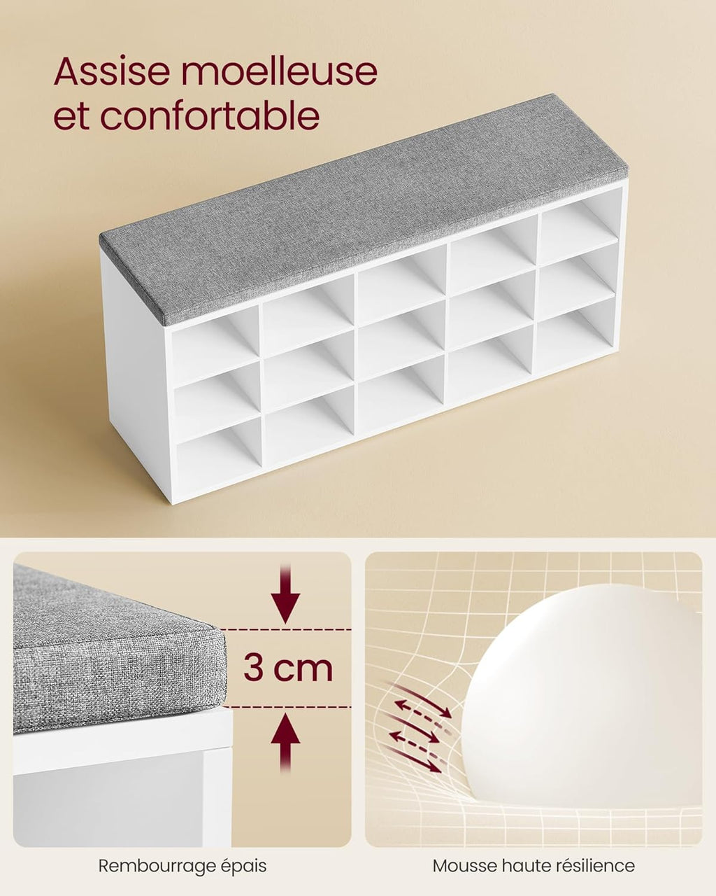 VASAGLE Shoe Bench LHS15WT