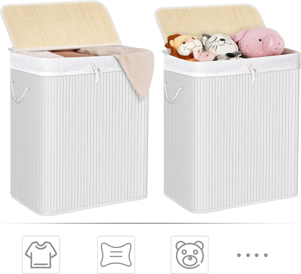 SONGMICS Laundry Basket with Lid LCB64WT