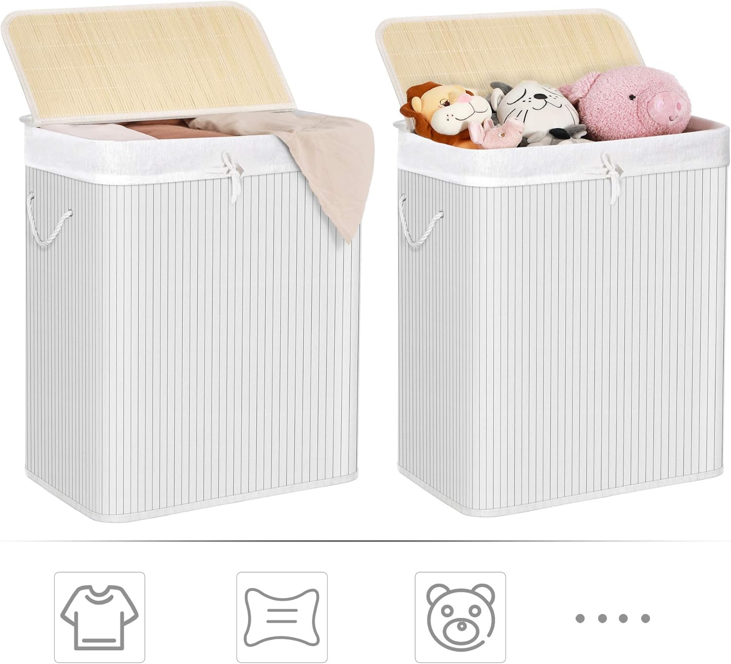 SONGMICS Laundry Basket with Lid LCB64WT