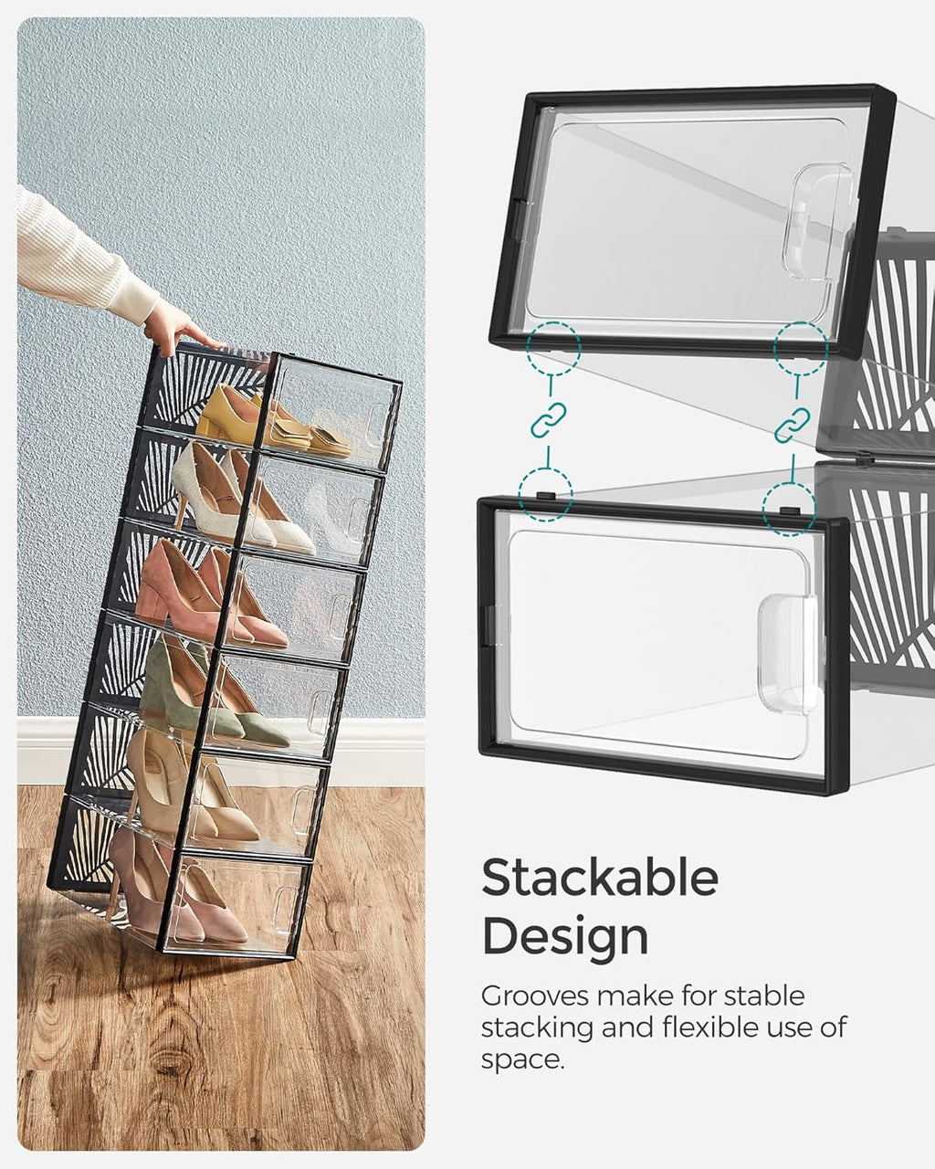 SONGMICS Set of 18 Shoe Boxes LSP106B18