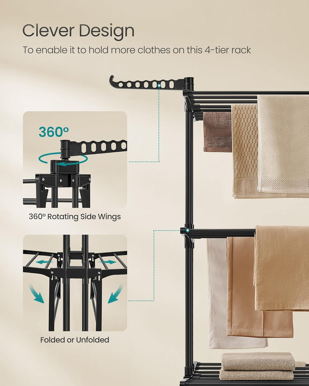 SONGMICS Clothes Drying Rack LLR701B01
