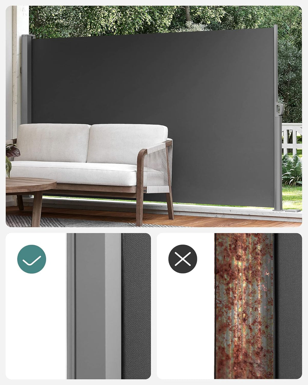 SONGMICS Side Awning with Steel Box GSA165G02