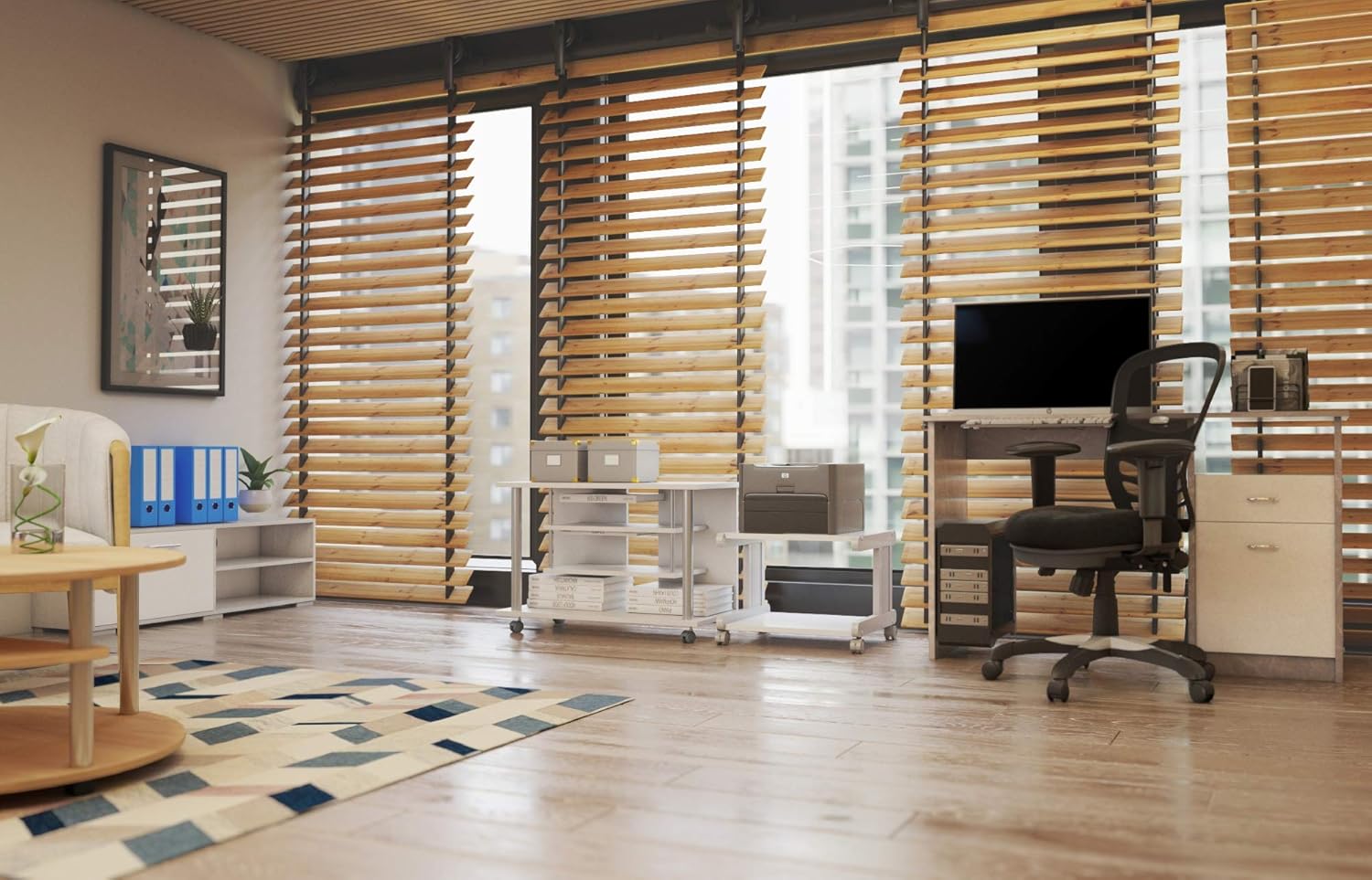 Office Desk with Storage Cupboards