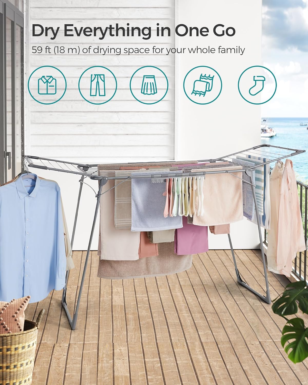 SONGMICS Clothes Drying Rack LLR518G01