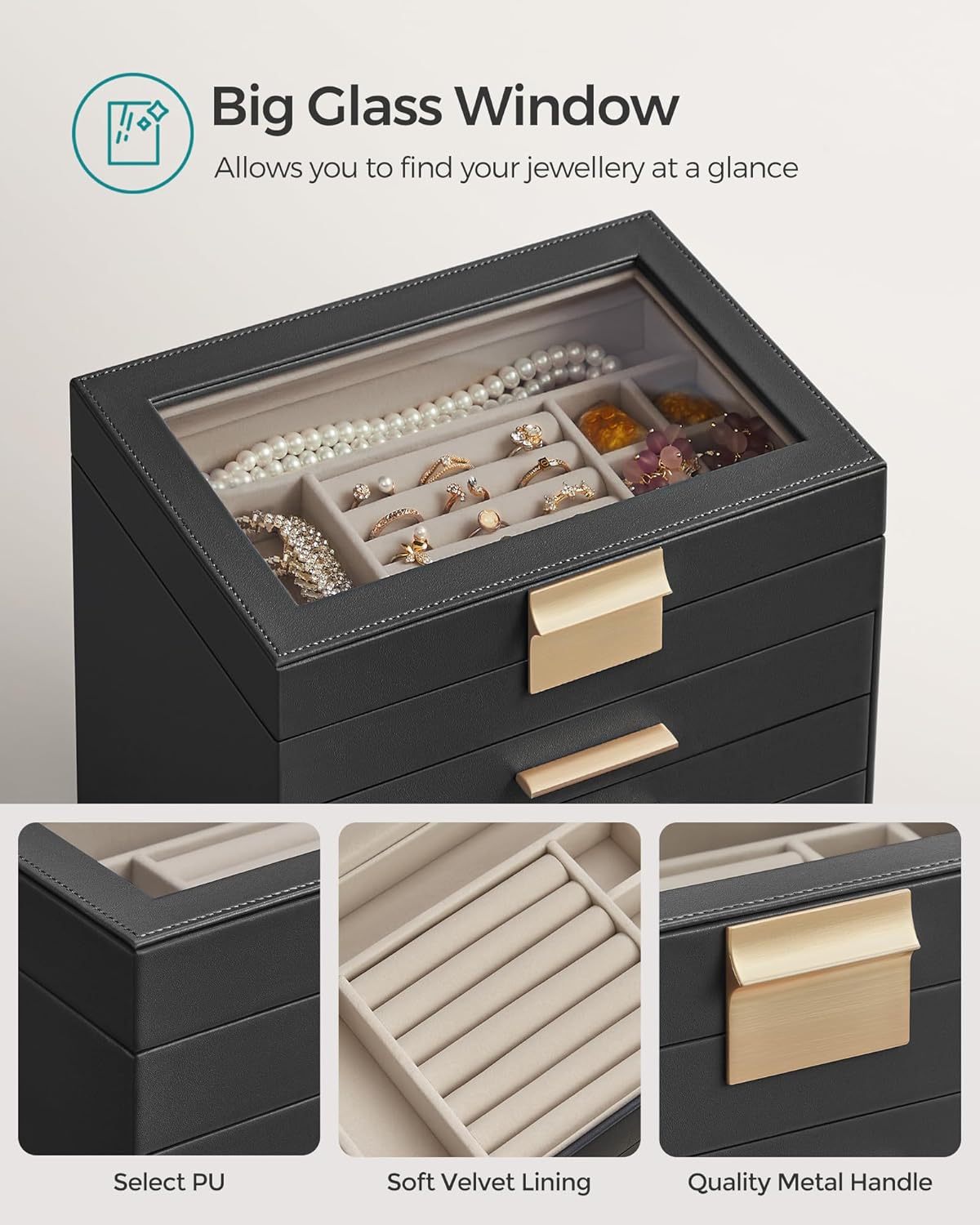 SONGMICS Jewellery Box JBC171B01