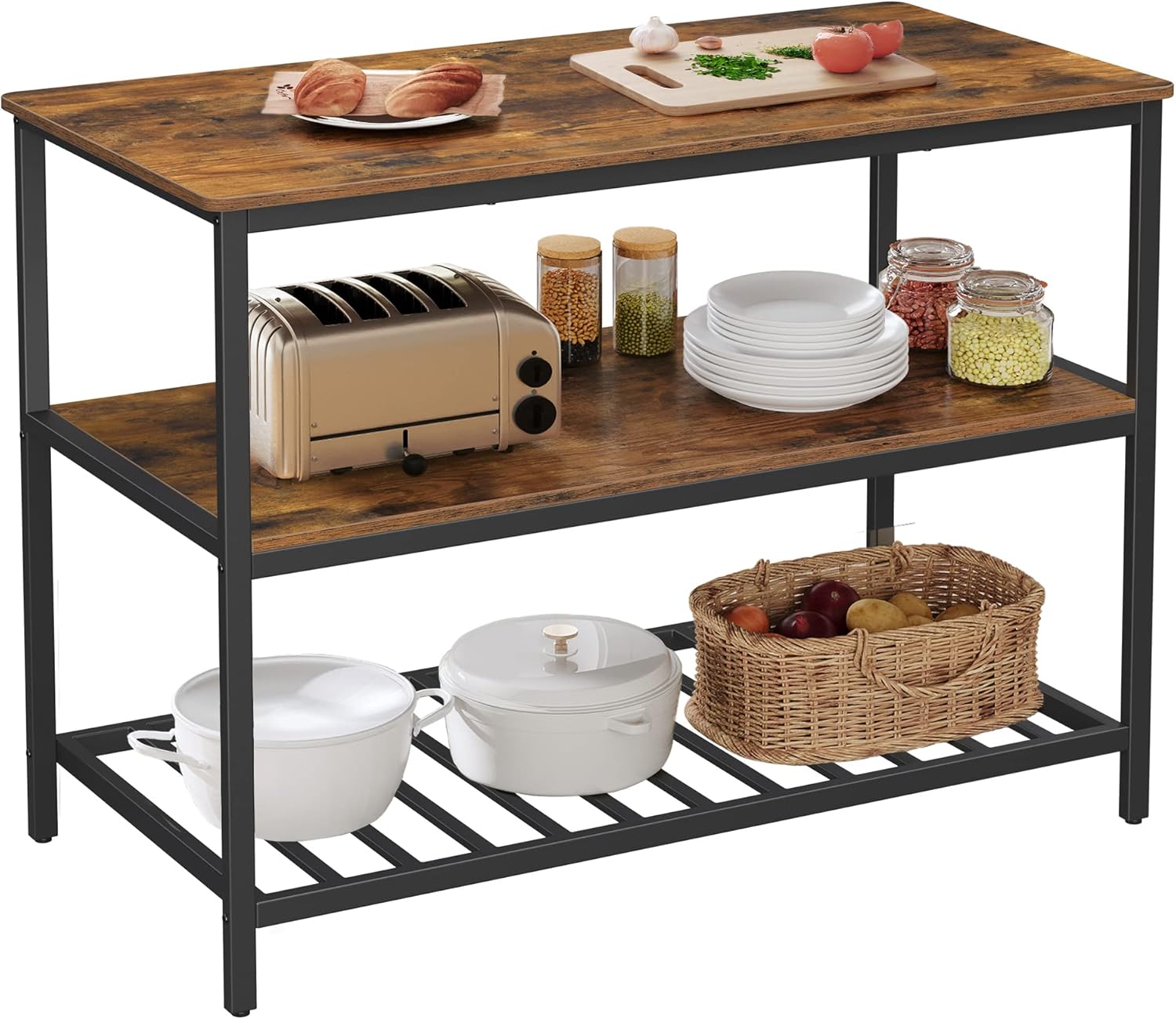 VASAGLE Kitchen Island with 3 Shelves KKI01BX