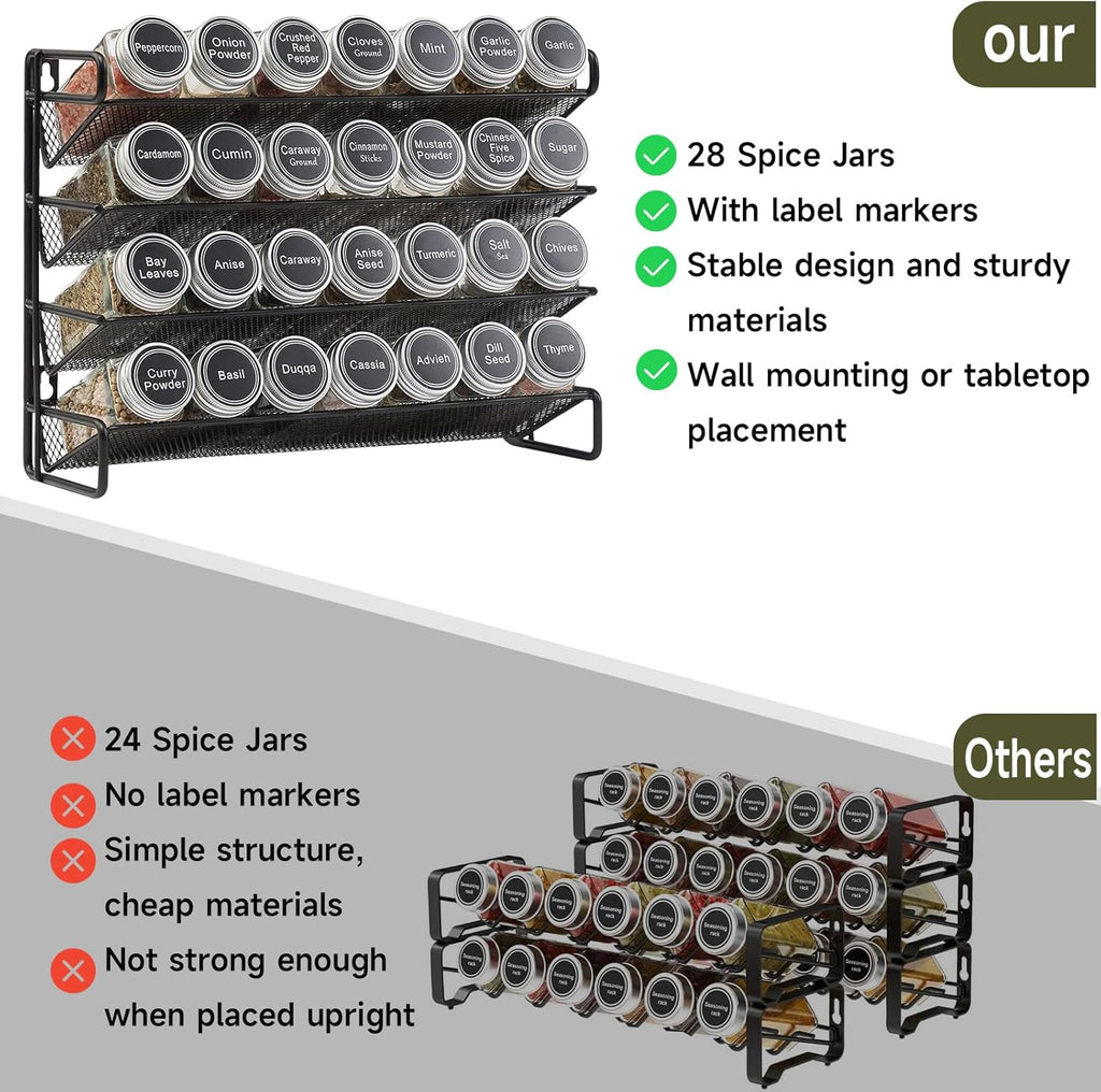 Spice Rack with 28 Spice Jars