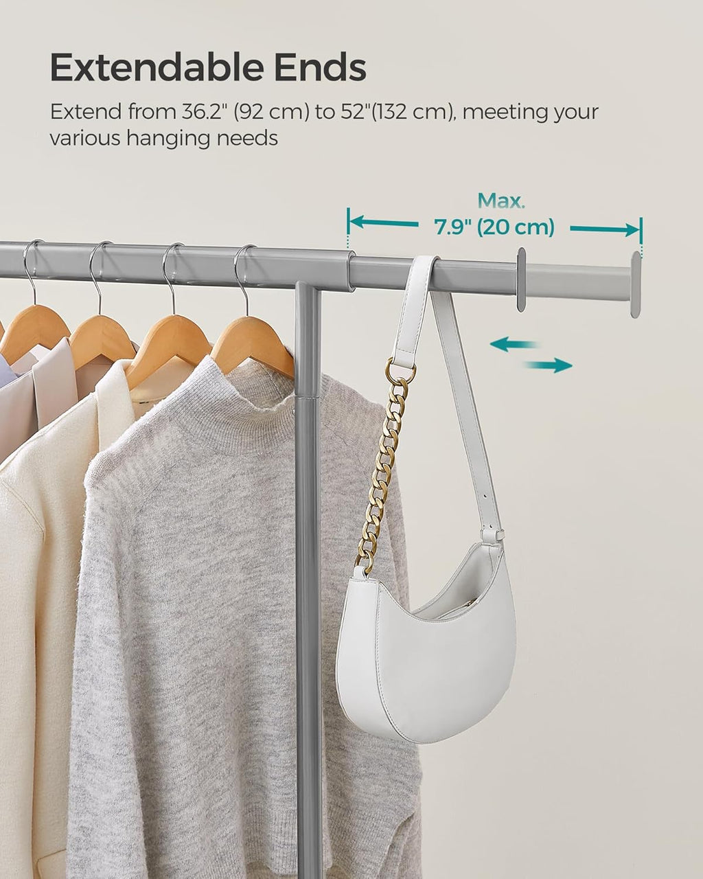 SONGMICS Clothes Rack on Wheels HSR013G01