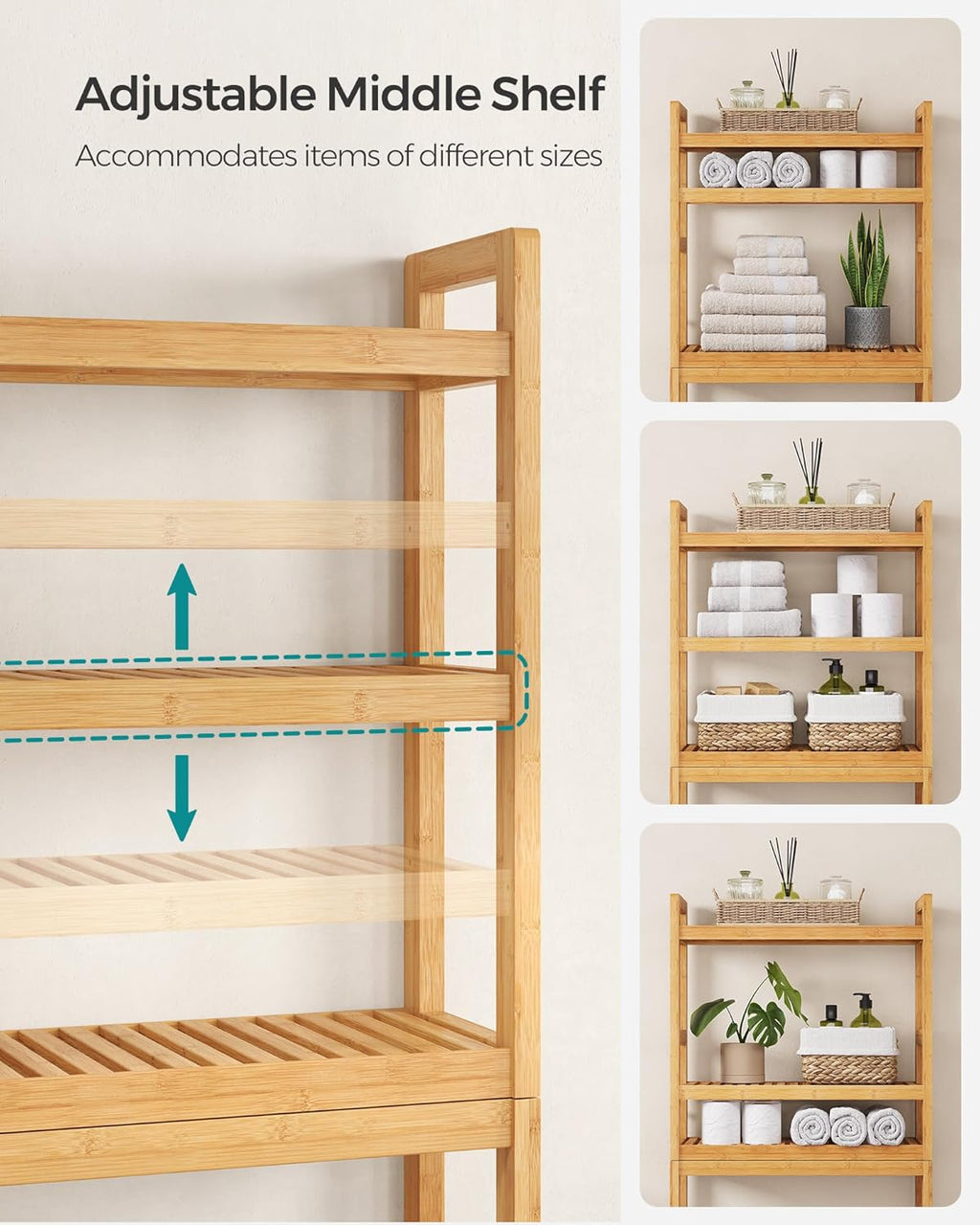 SONGMICS Bamboo Over The Toilet Storage UBTS001N01