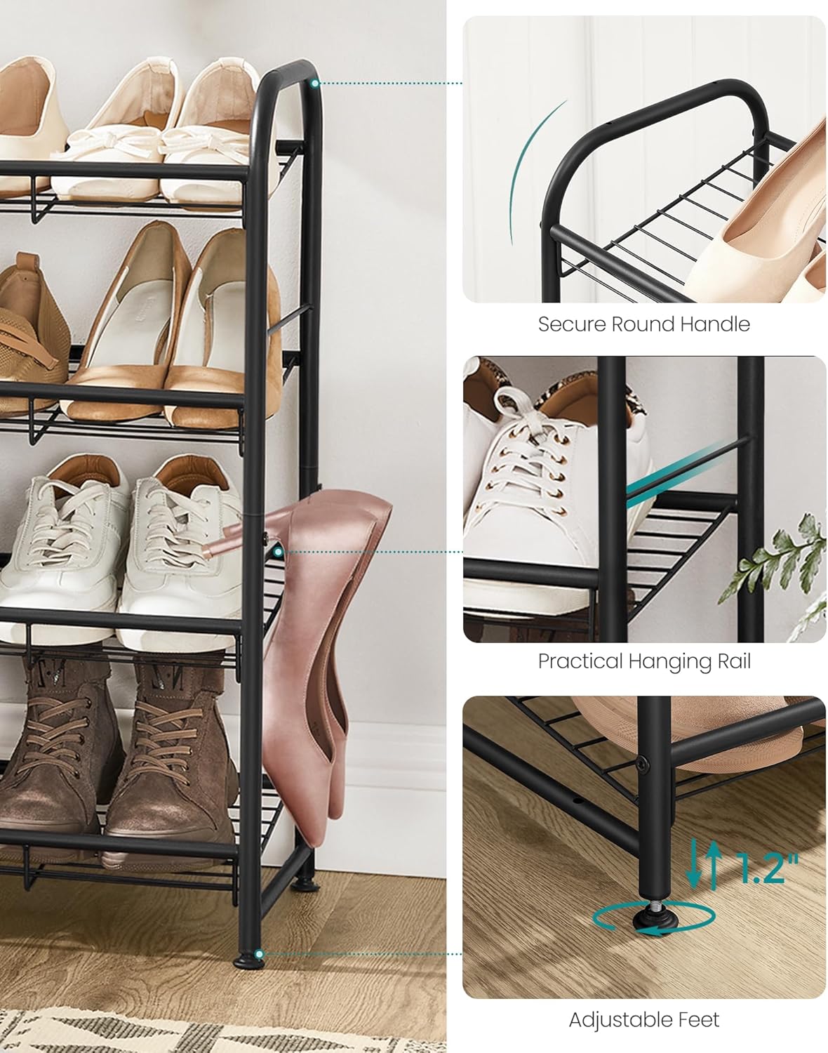 SONGMICS 4 Tier Shoe Rack LMR067B01