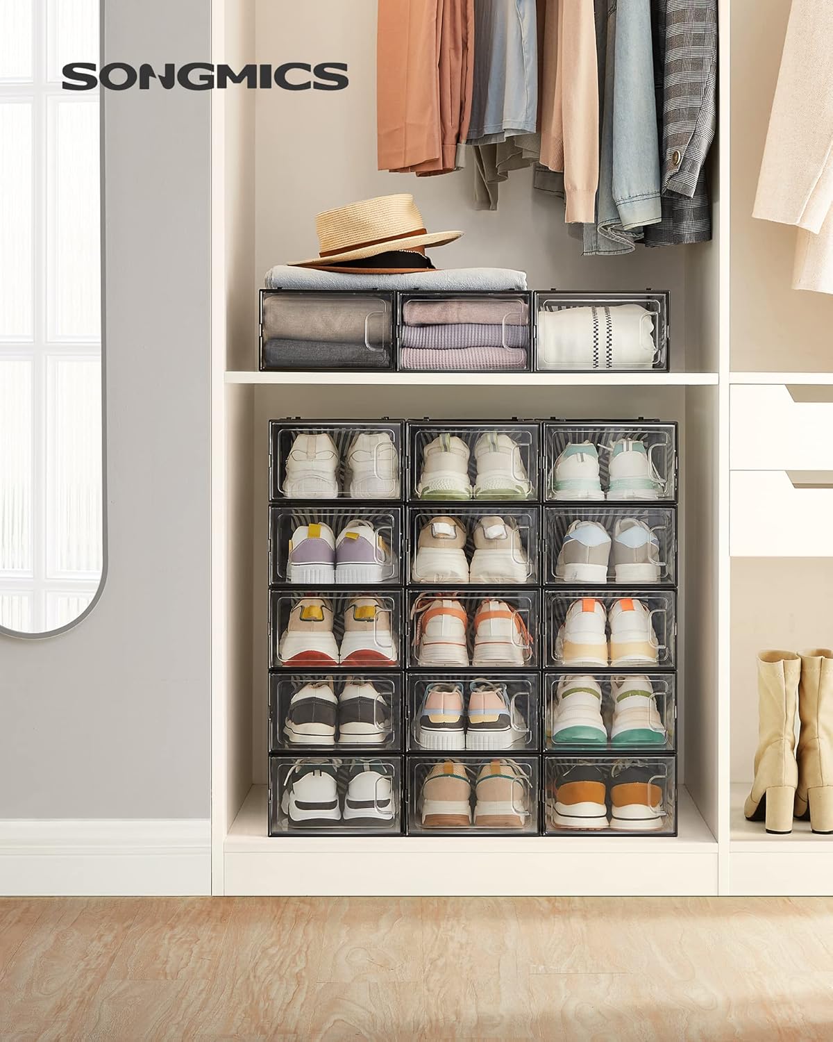 SONGMICS Set of 18 Shoe Boxes LSP106B18