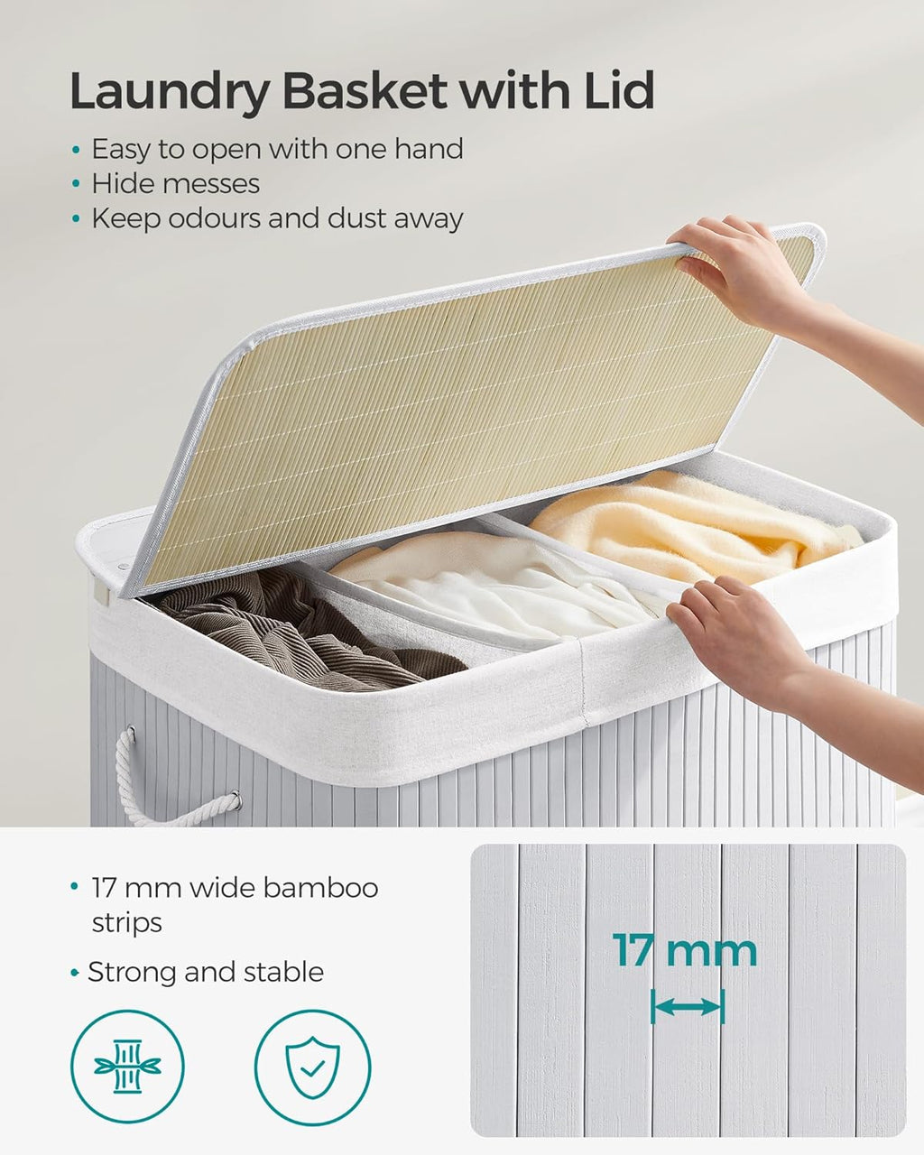 SONGMICS Laundry Hamper Basket LCB091G01