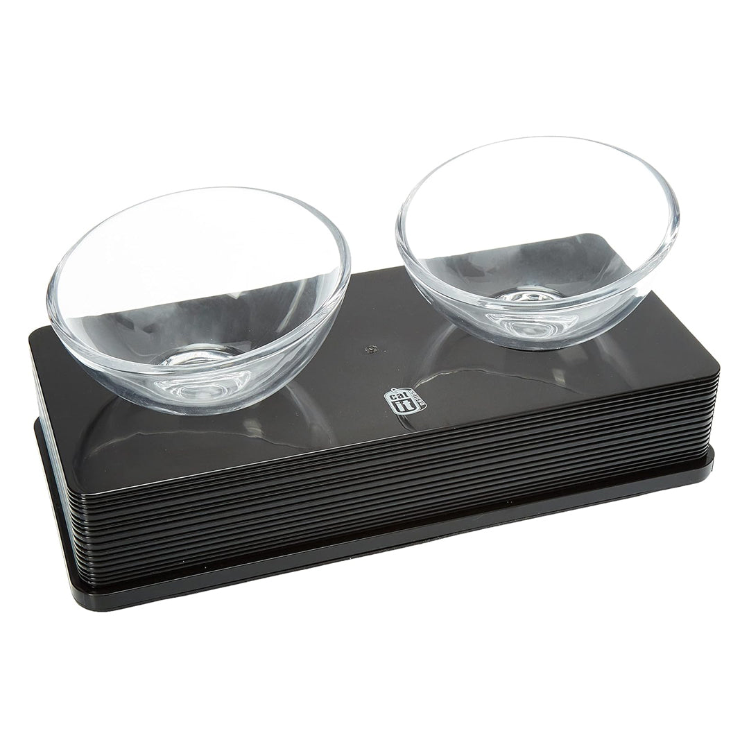 Catit Style 2-Bowl Glass Dinner Set for Pets