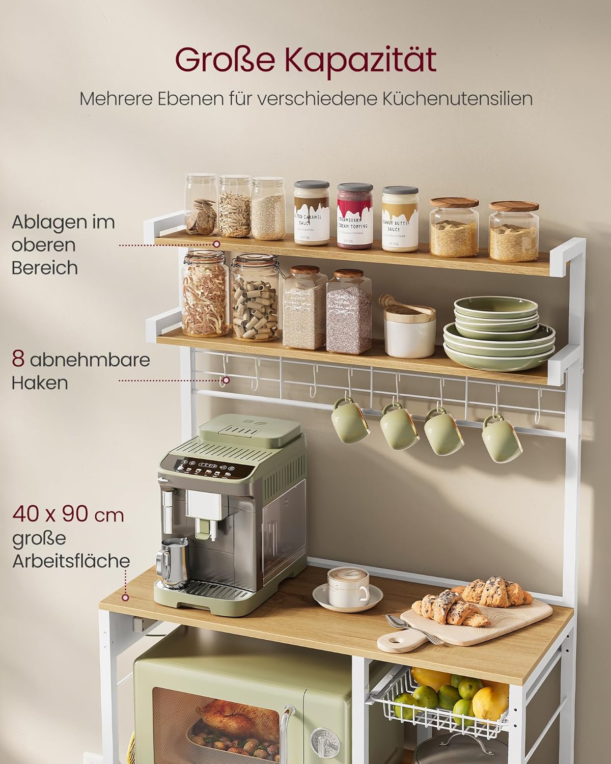 VASAGLE Kitchen Shelf with Sockets KKS031Y19