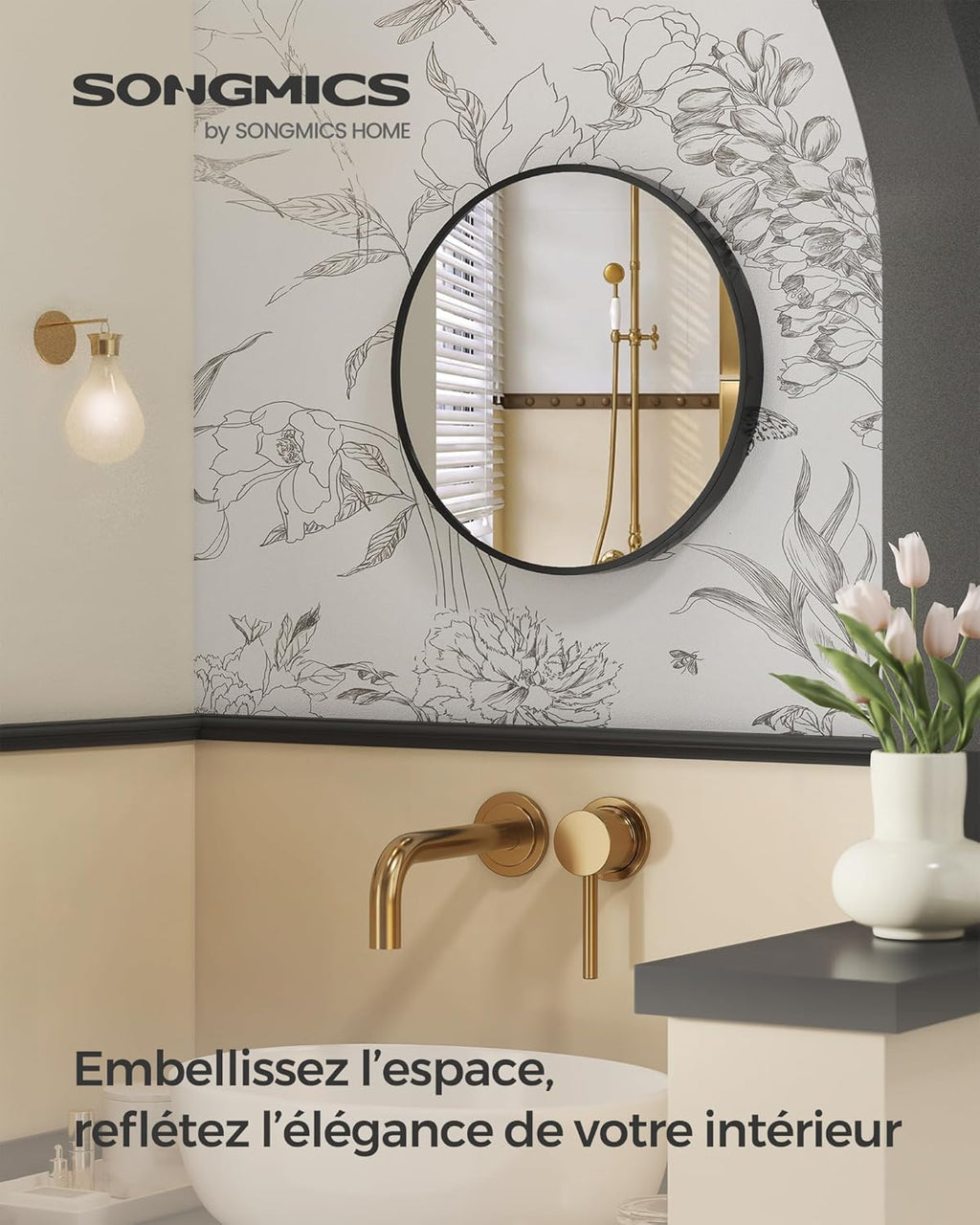 SONGMICS Round Mirror LWM104B01