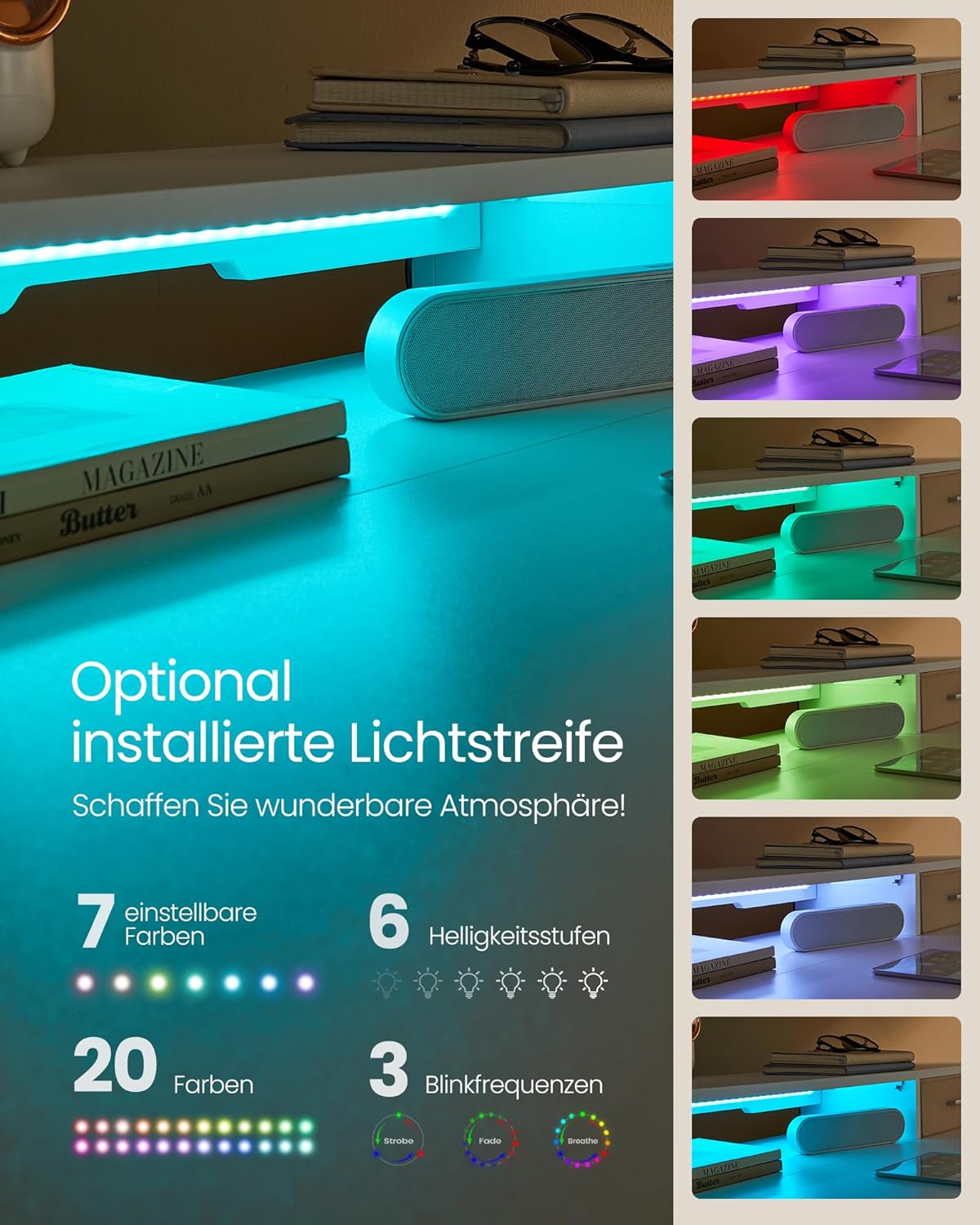 VASAGLE Height-adjustable electric desk LSD184W01