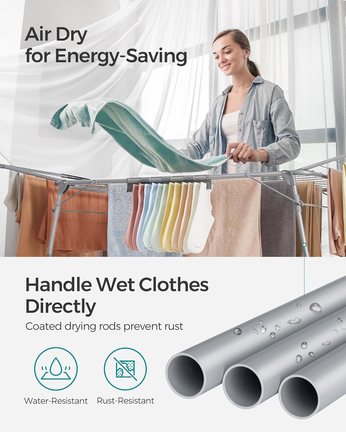 SONGMICS Clothes Drying Rack LLR518G01