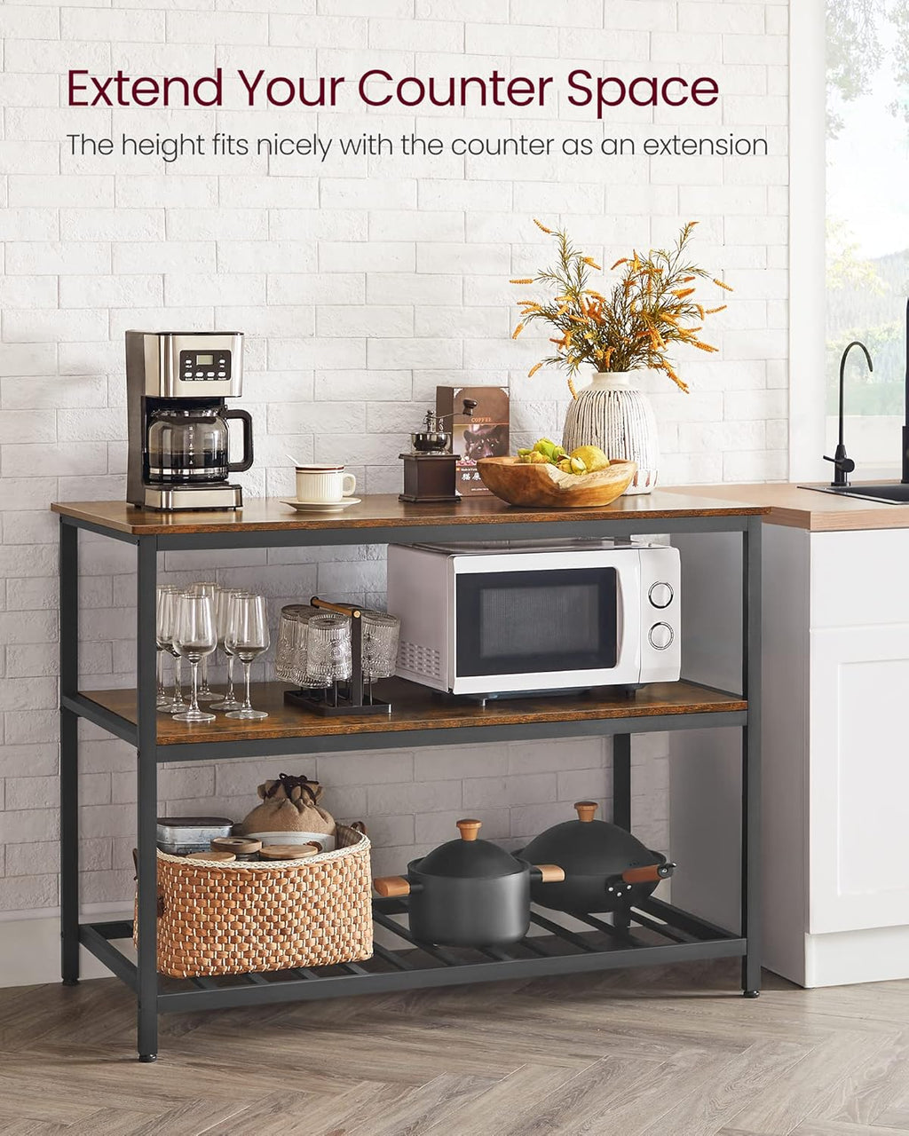 VASAGLE Kitchen Island with 3 Shelves KKI01BX