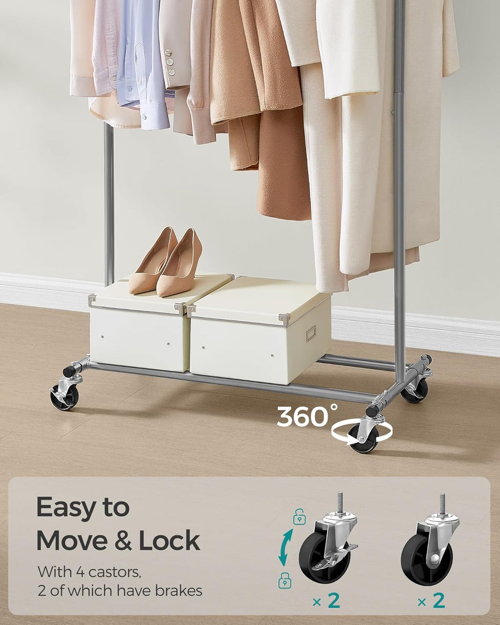 SONGMICS Clothes Rack on Wheels HSR013G01
