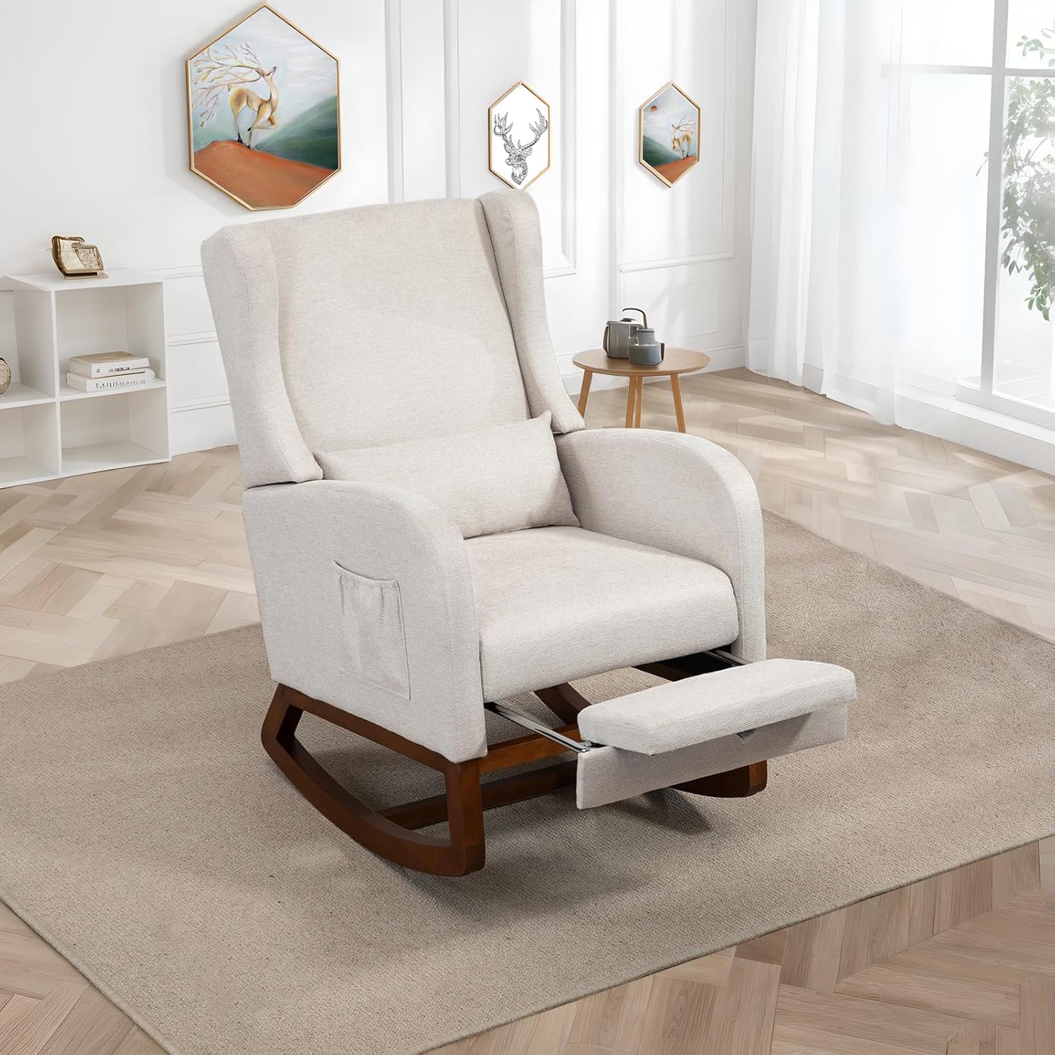 Modern Rocking Chair with Foot Rest