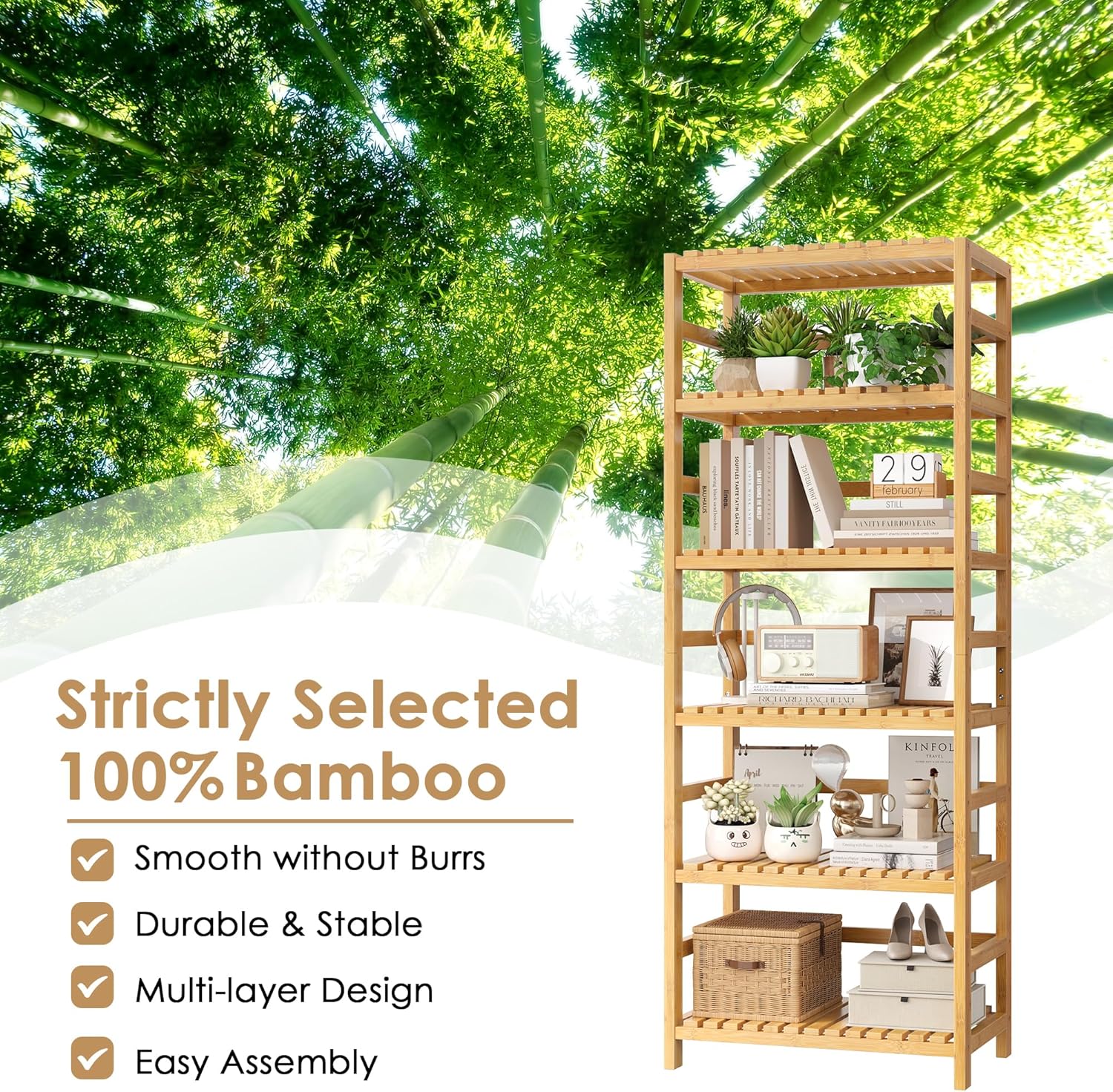 6-Tier Bamboo Shelf