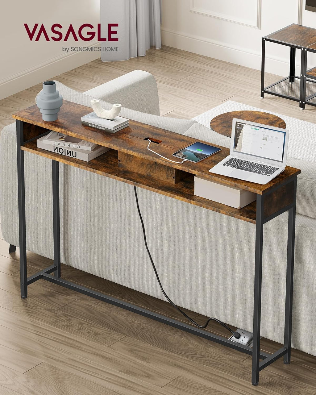 VASAGLE Console Table with Sockets LNT111K01