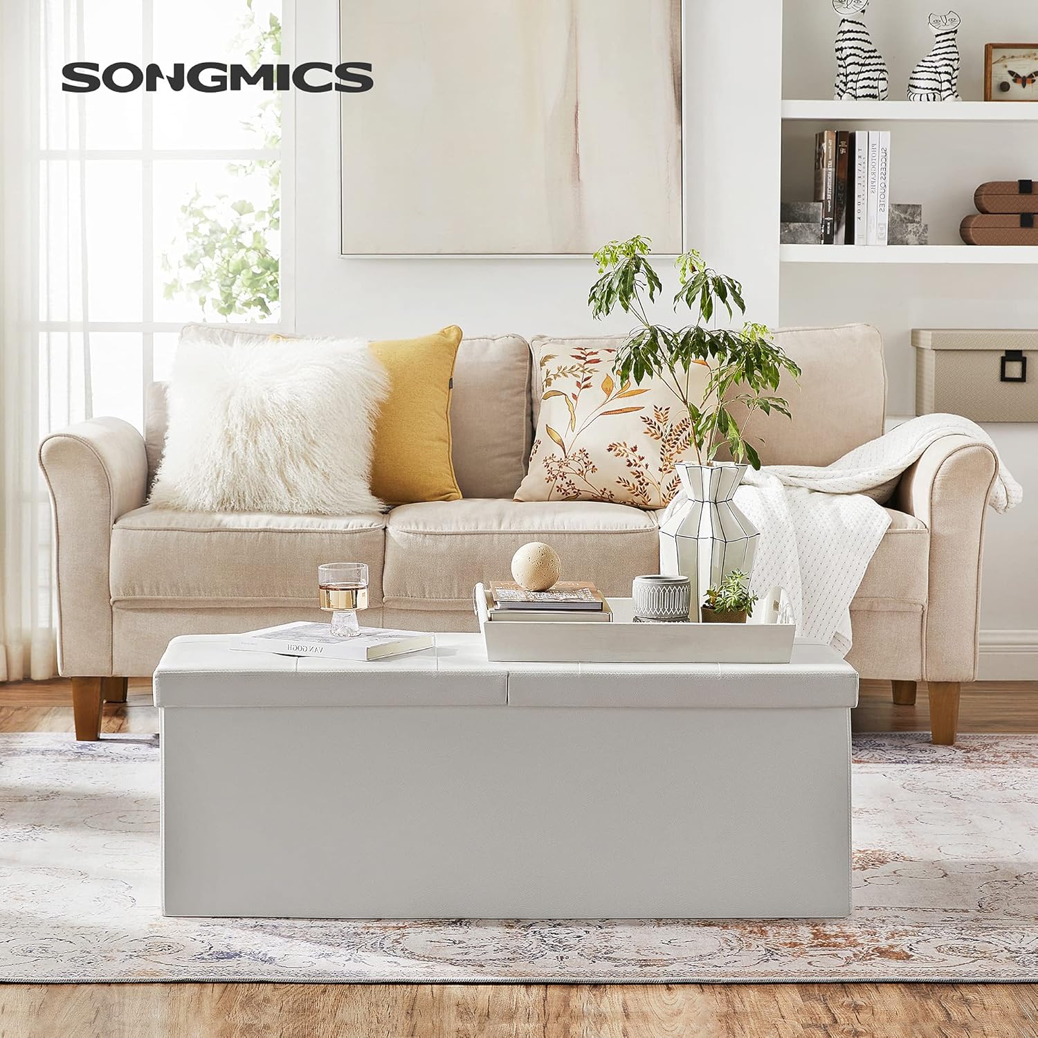 SONGMICS Bench with Storage Space LSF75WT
