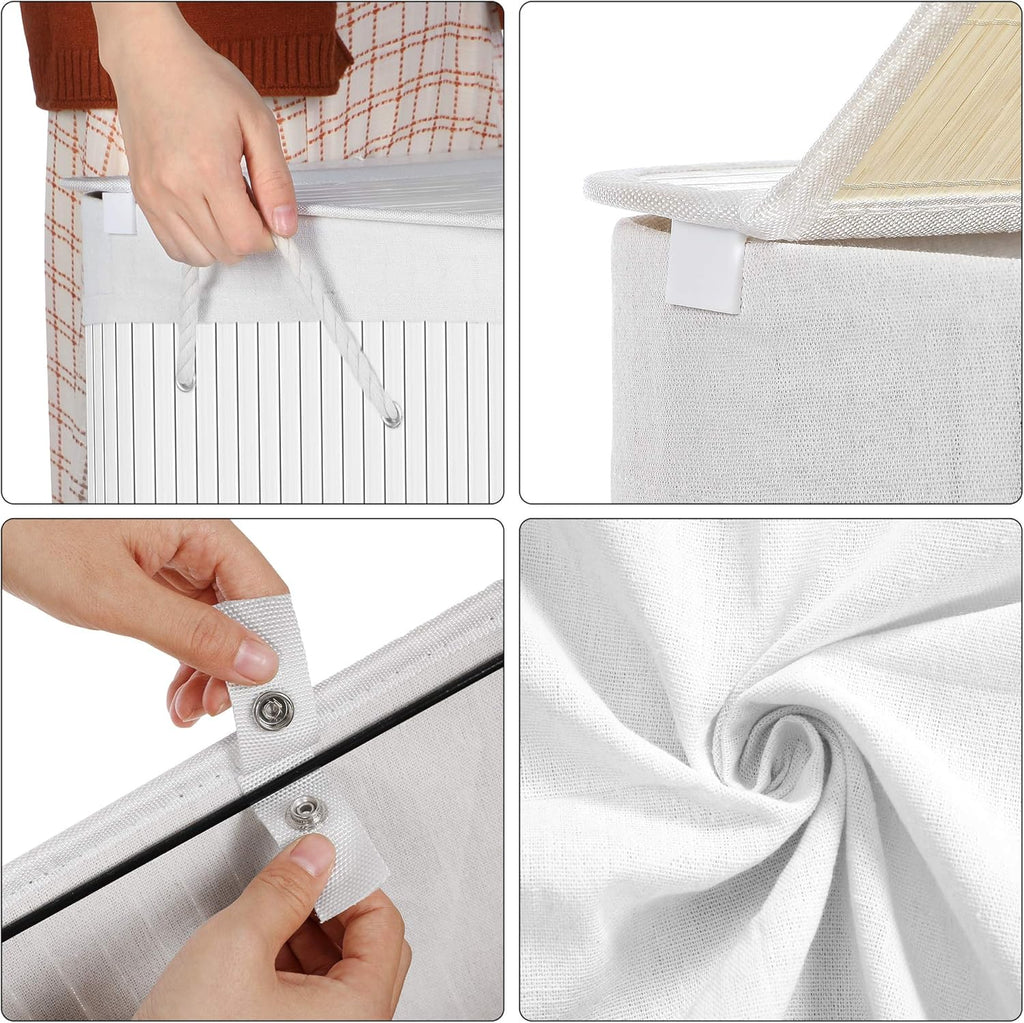 SONGMICS Laundry Basket with Lid LCB64WT