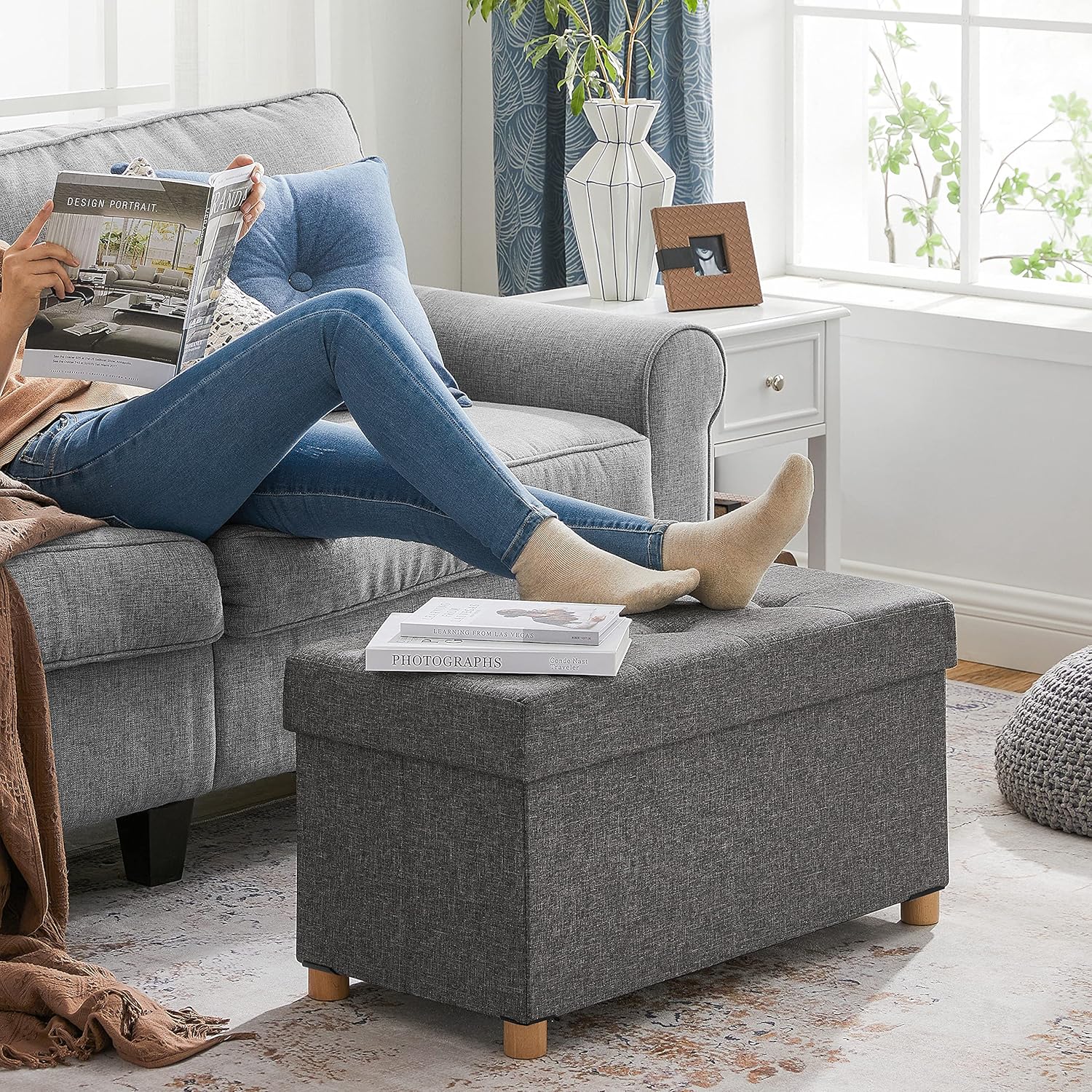 SONGMICS Stool with Footres LSF16GYZ